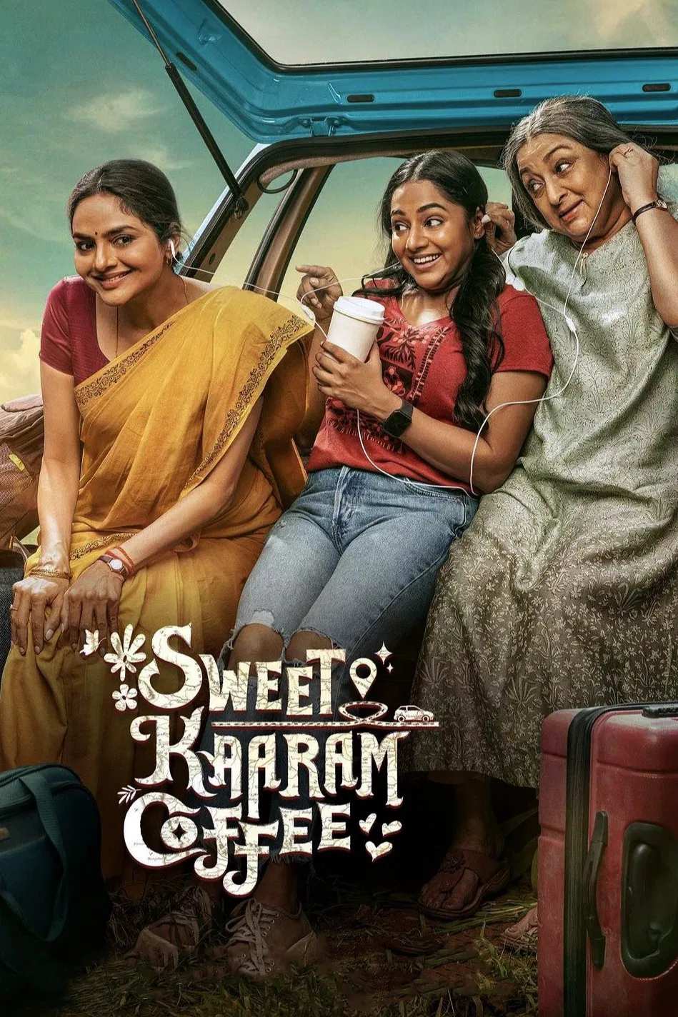 Poster chính thức của phim Phim Hài, Phim Gia Đình "Sweet Kaaram Coffee" (Sweet Kaaram Coffee - 2023), với sự tham gia của diễn viên Madhoo và Lakshmi.