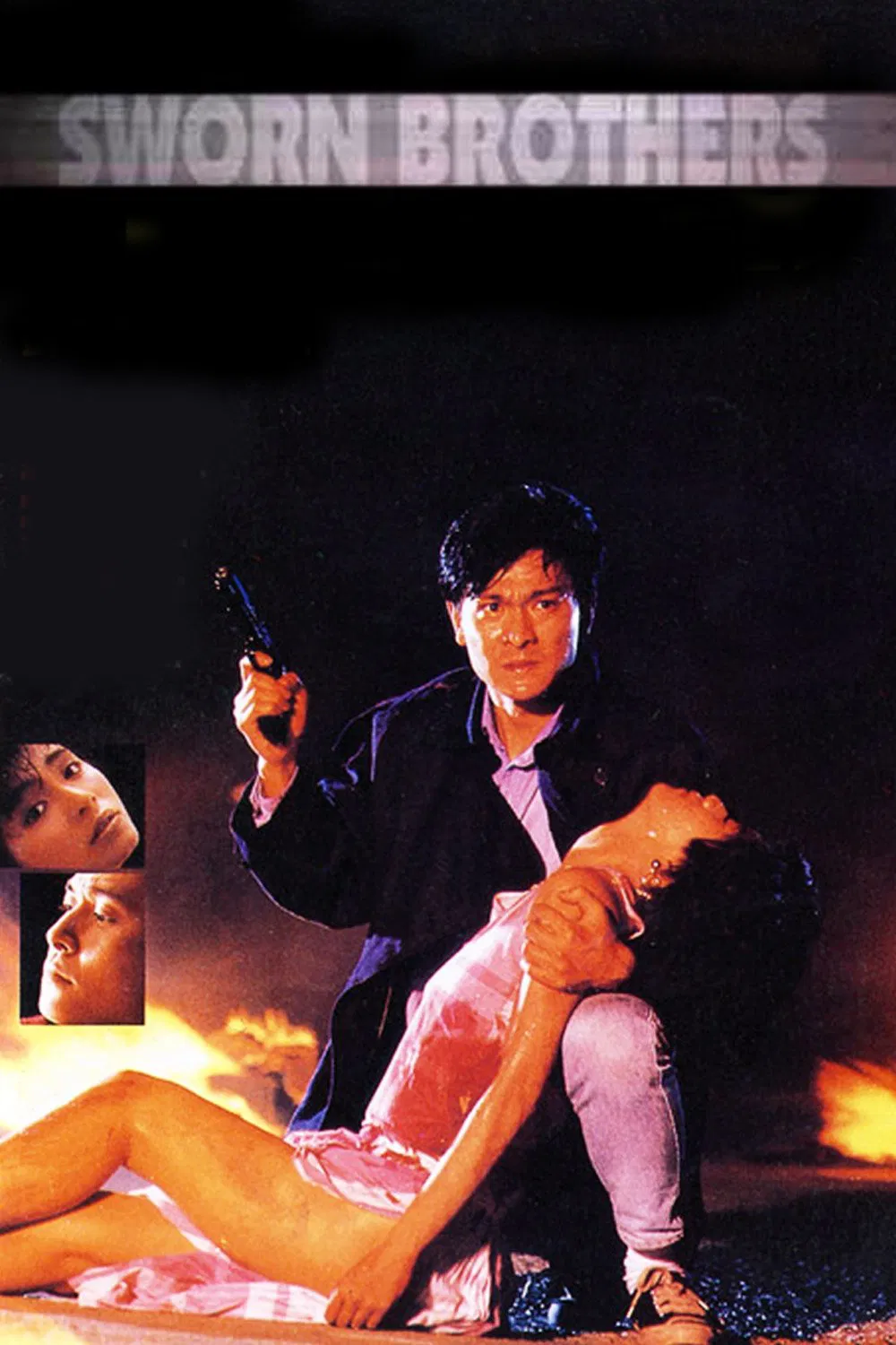 Poster chính thức của phim Phim Hành Động, Phim Tâm Lý "Sworn Brothers" (Sworn Brothers - 1987), với sự tham gia của diễn viên Lưu Đức Hoa và Trương Quốc Cường.