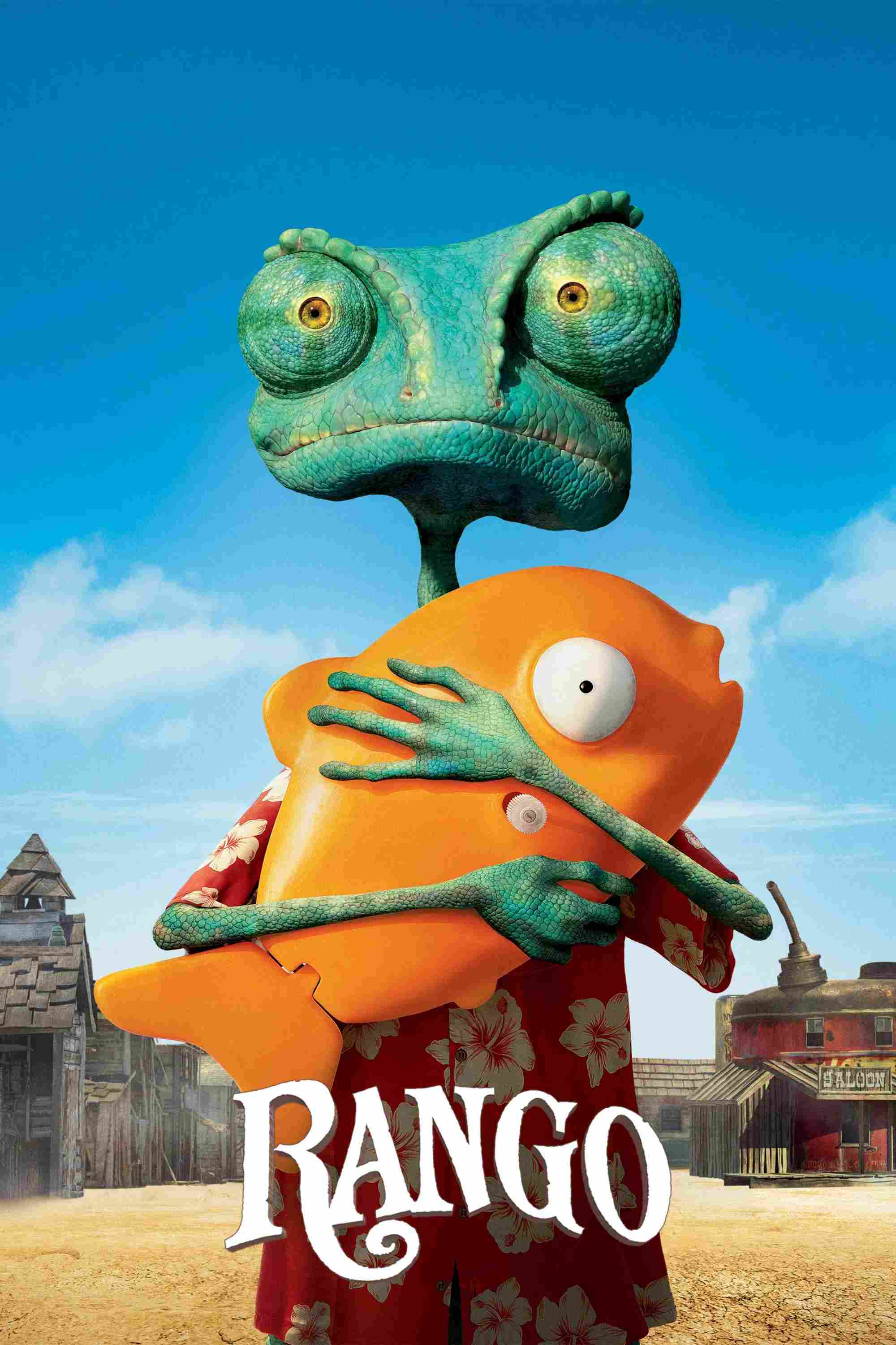 Poster chính thức của phim Phim Hoạt Hình, Phim Hài "Tắc Kè Nhát Gan" (Rango - 2011), với sự tham gia của diễn viên Johnny Depp và Isla Fisher.