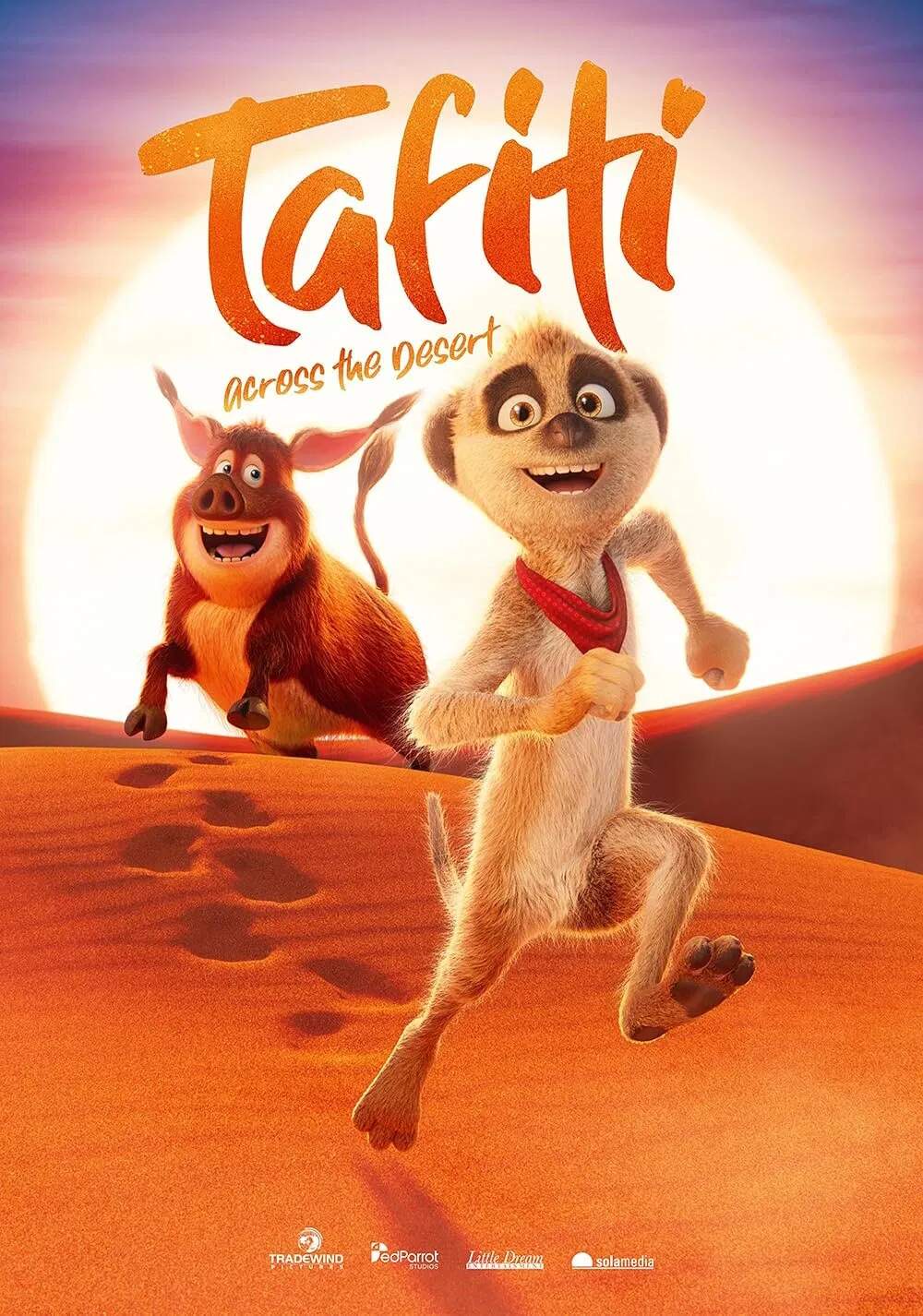 Poster chính thức của phim Phim Hoạt Hình, Phim Phiêu Lưu "Tafiti và Hành Trình Xuyên Sa Mạc" (Tafiti: Across the Desert - 2025), với sự tham gia của diễn viên Cosima Henman và Bürger Lars Dietrich.