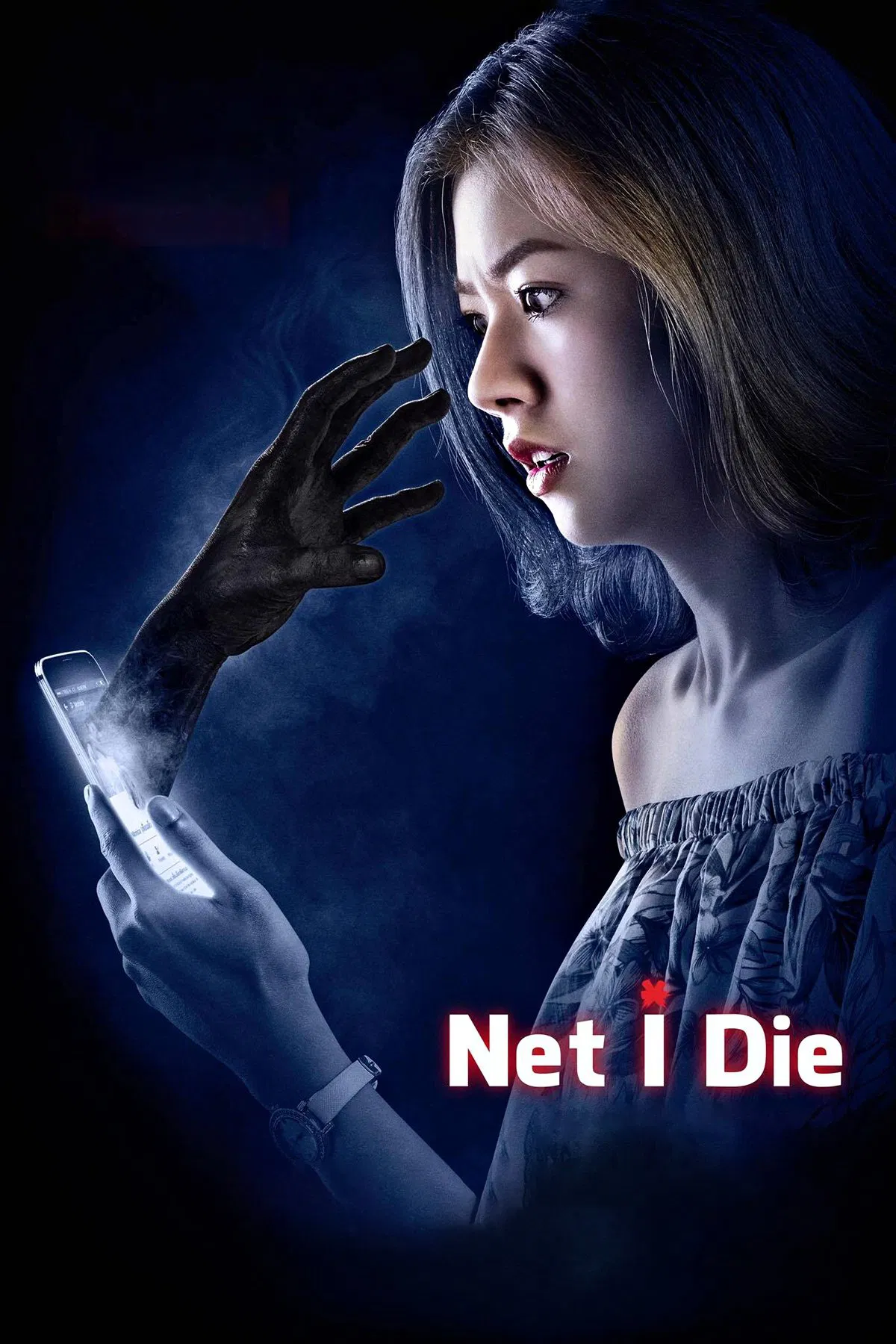 Poster chính thức của phim Phim Kinh Dị, Phim Giật Gân "Tài Khoản Ma" (Net I Die - 2017), với sự tham gia của diễn viên Sarunthorn Klaiudom và Chicha Amatayakul.