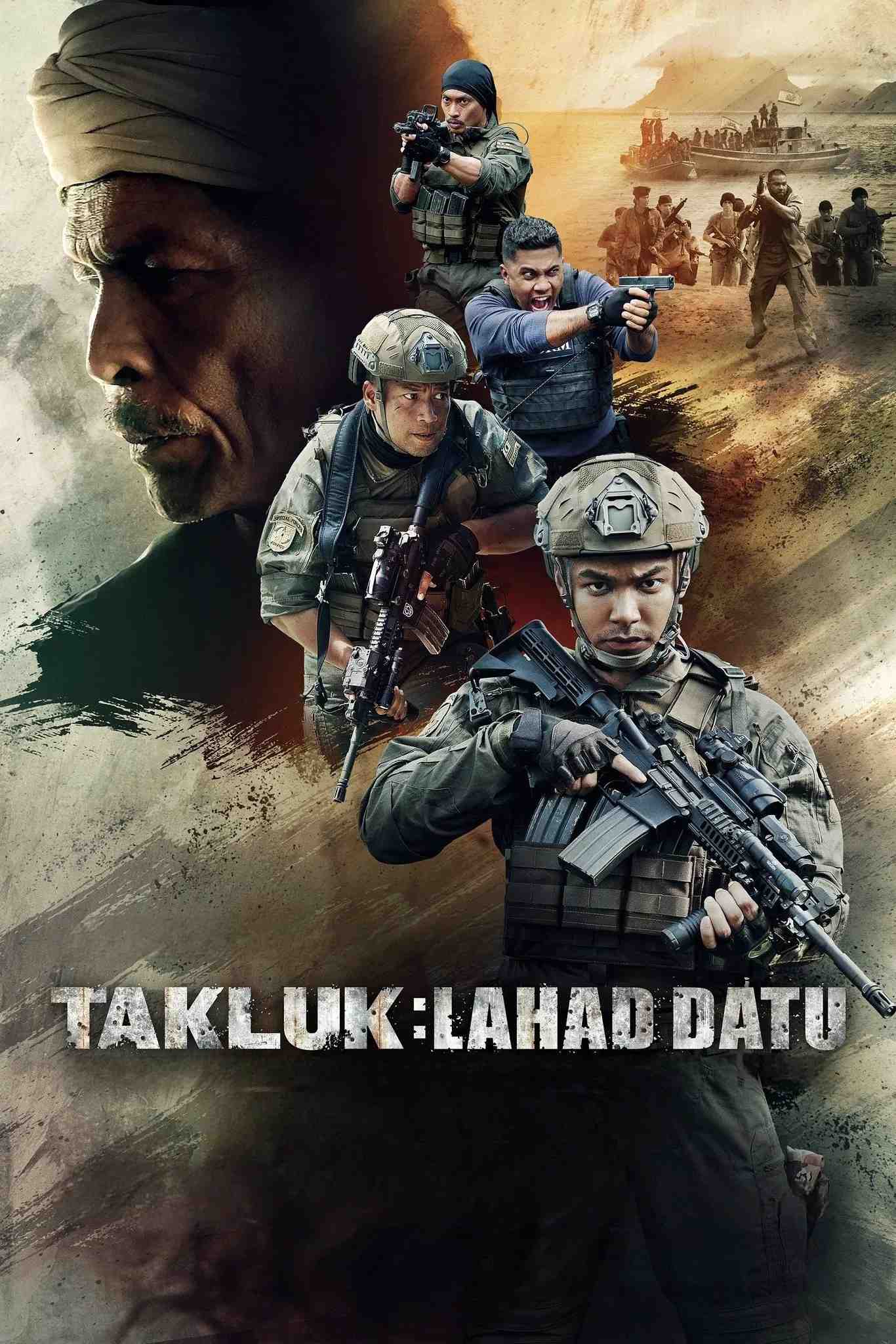 Poster chính thức của phim Phim Chiến Tranh, Phim Lịch Sử "Takluk: Lahad Datu" (Conquer: Lahad Datu - 2024), với sự tham gia của diễn viên Syafiq Kyle và Kamal Adli.
