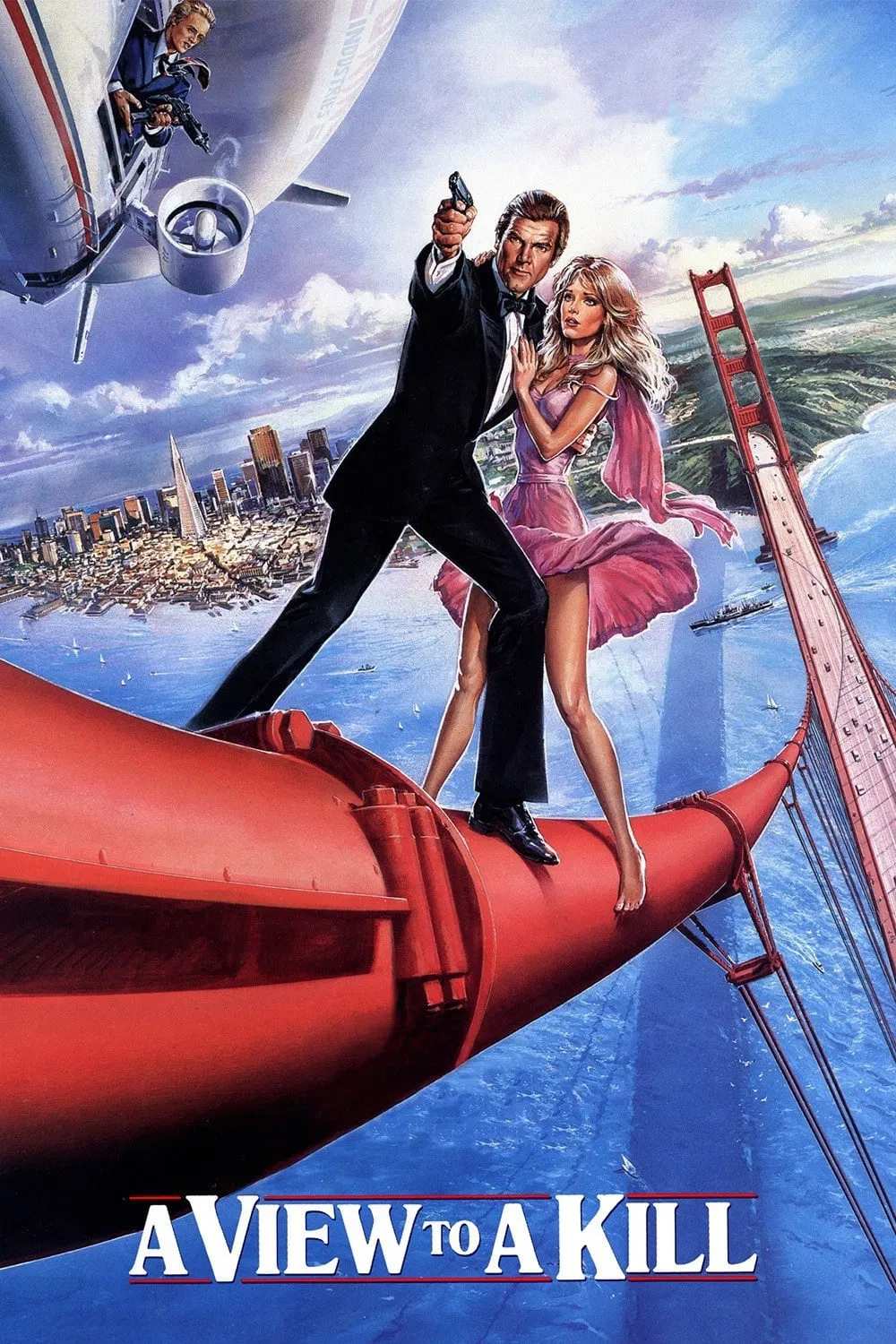 Poster chính thức của phim Phim Phiêu Lưu, Phim Hành Động "Tầm Sát Thương" (A View to a Kill - 1985), với sự tham gia của diễn viên Roger Moore và Tanya Roberts.