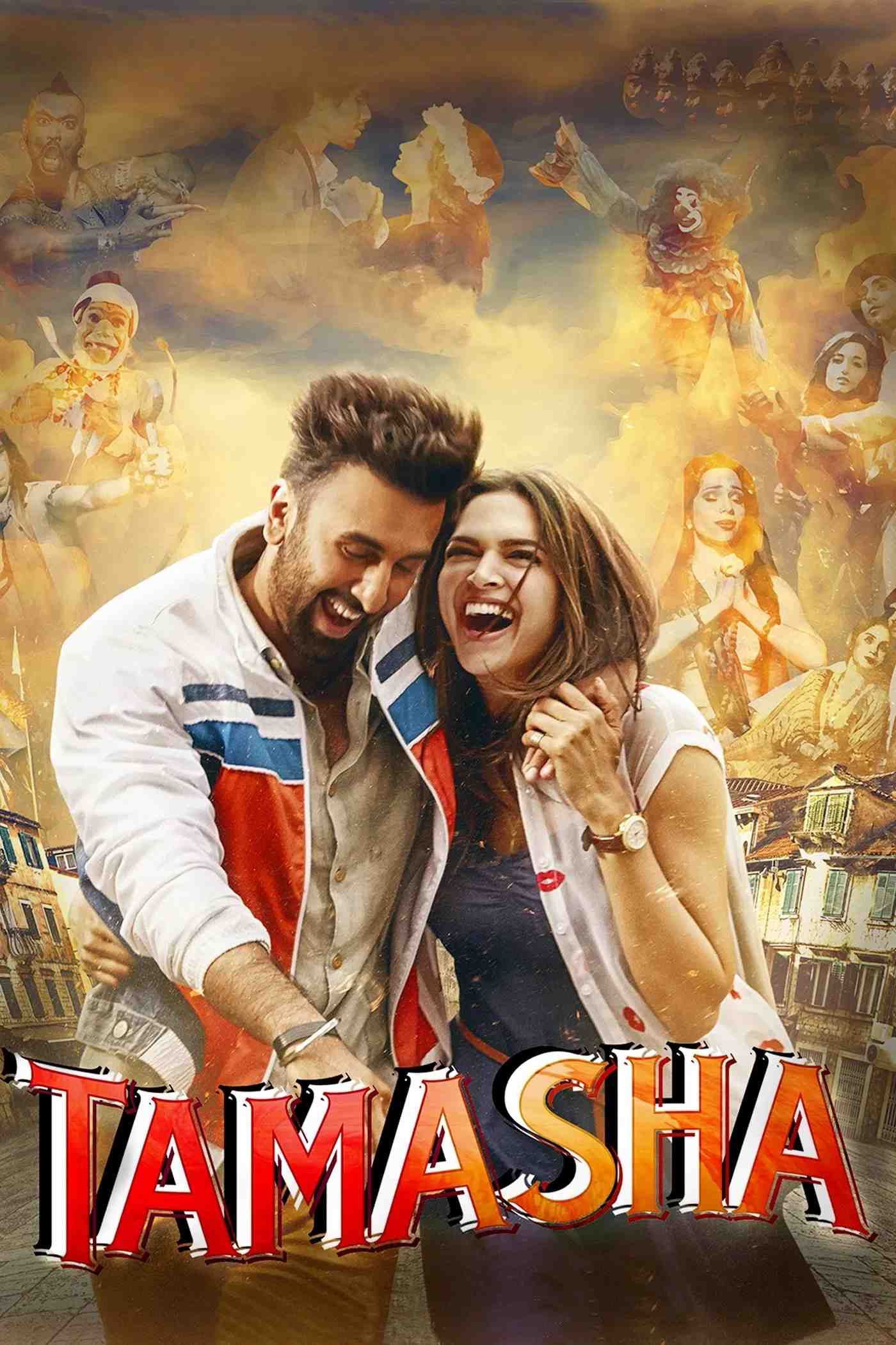 Poster chính thức của phim Phim Tình Cảm, Phim Tâm Lý "Tamasha" (Tamasha - 2015), với sự tham gia của diễn viên Ranbir Kapoor và Deepika Padukone.