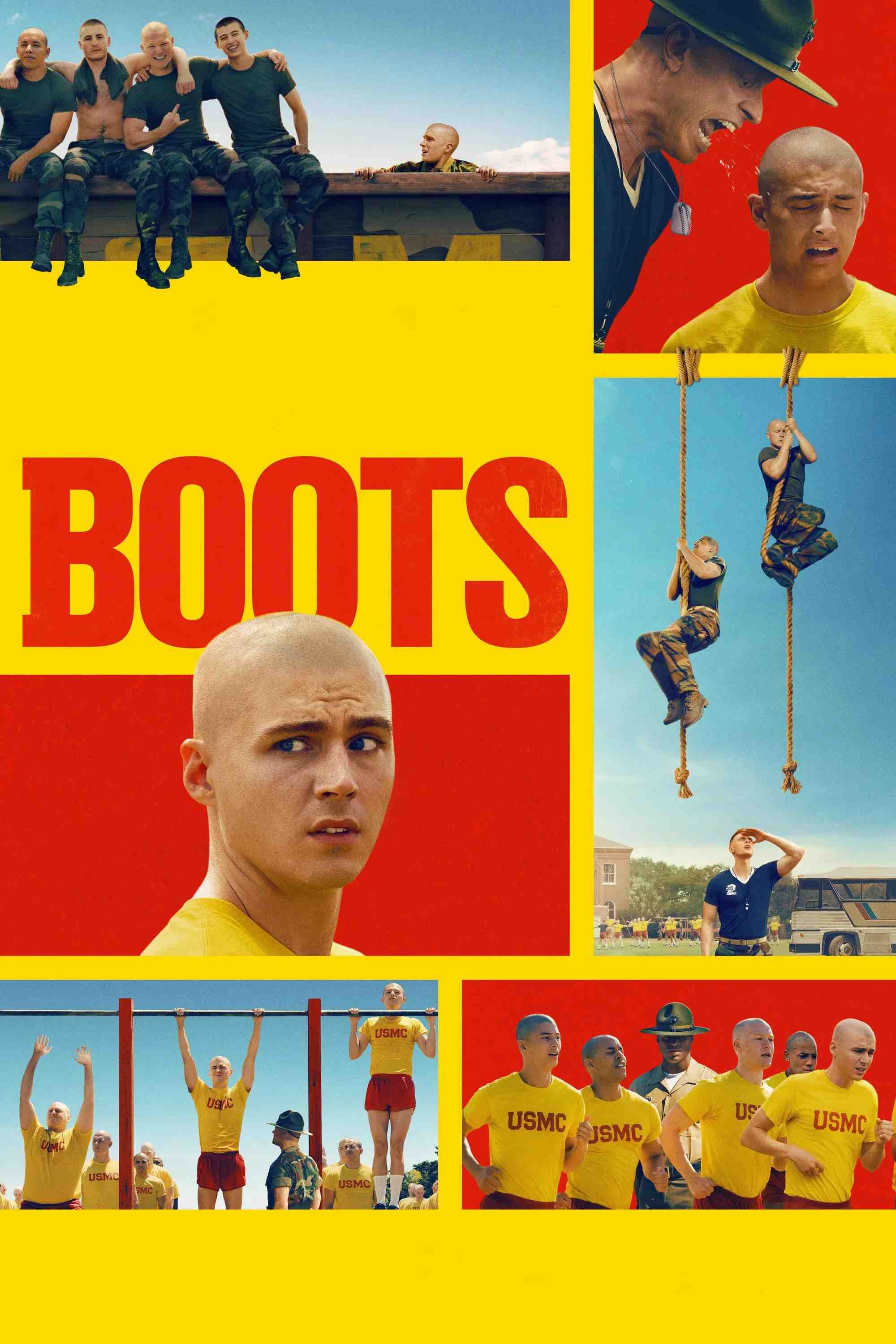 Poster chính thức của phim Phim Hài, Phim Tâm Lý "Tân Binh" (Boots - 2025), với sự tham gia của diễn viên Miles Heizer và Max Parker.