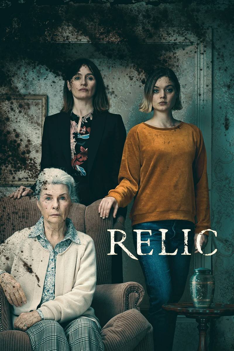 Poster chính thức của phim Phim Kinh Dị, Phim Bí Ẩn "Tàn Tích Quỷ Ám" (Relic - 2020), với sự tham gia của diễn viên Emily Mortimer và Bella Heathcote.