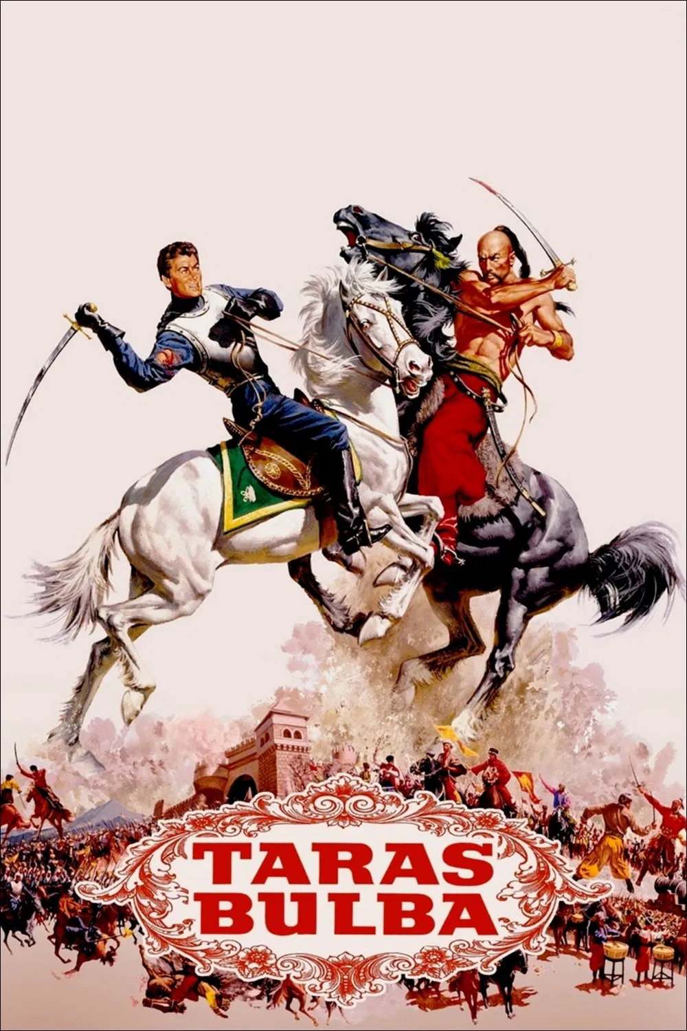 Poster chính thức của phim Phim Phiêu Lưu, Phim Tình Cảm "Taras Bulba" (Taras Bulba - 1962), với sự tham gia của diễn viên Tony Curtis và Yul Brynner.