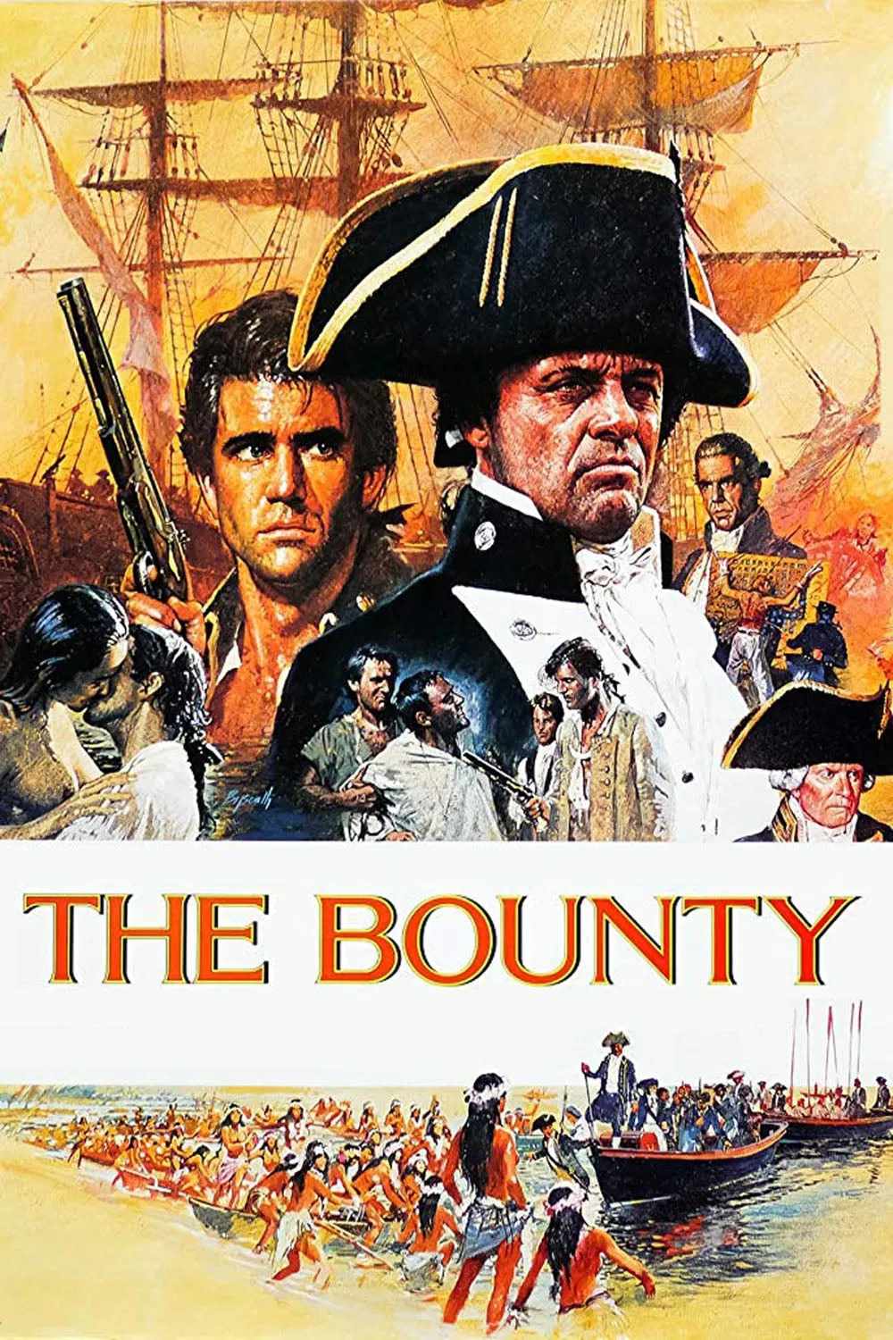 Poster chính thức của phim Phim Hành Động, Phim Tâm Lý "Tàu Bounty" (The Bounty - 1984), với sự tham gia của diễn viên Mel Gibson và Anthony Hopkins.