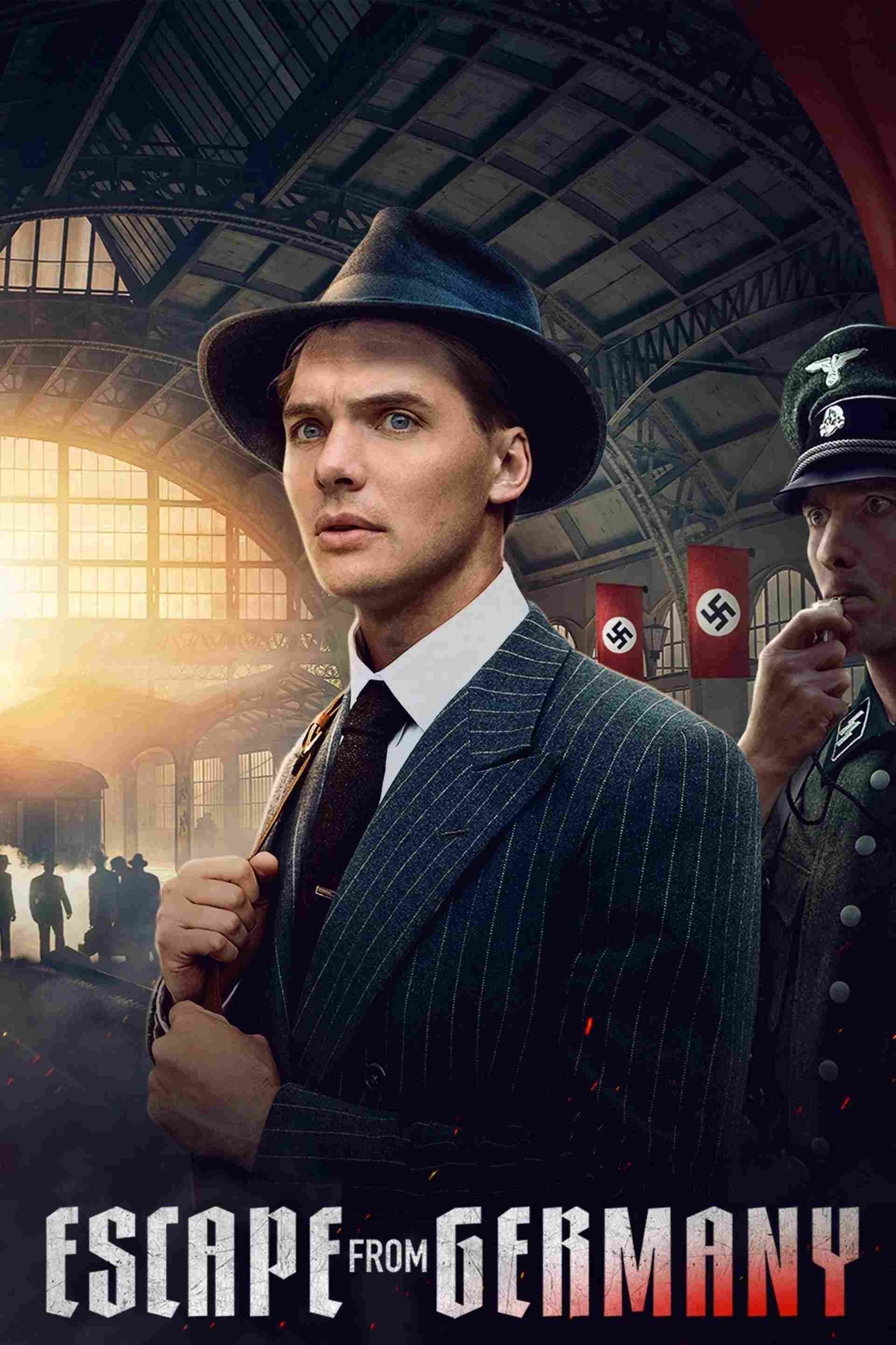 Poster chính thức của phim Phim Lịch Sử, Phim Tâm Lý "Tẩu Thoát Khỏi Đức Quốc Xã" (Escape from Germany - 2024), với sự tham gia của diễn viên Paul Wuthrich và Sebastian Michael Barr.