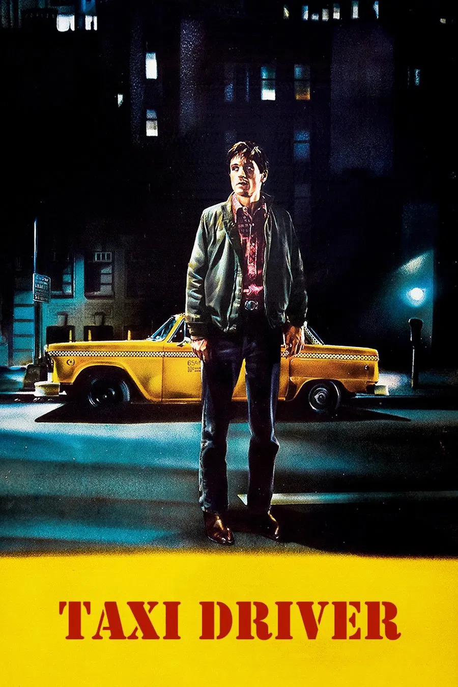 Poster chính thức của phim Phim Hình Sự, Phim Tâm Lý "Taxi Driver" (Taxi Driver - 1976), với sự tham gia của diễn viên Robert De Niro và Jodie Foster.