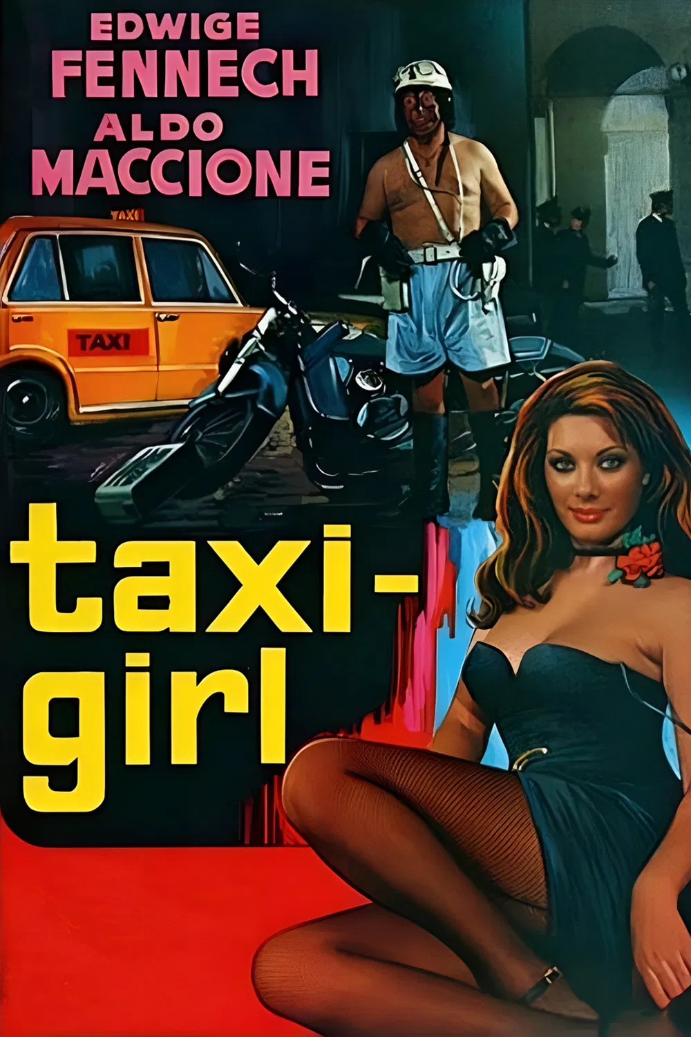 Poster chính thức của phim Phim Hài "Taxi Girl" (Taxi Girl - 1977), với sự tham gia của diễn viên Edwige Fenech và Aldo Maccione.