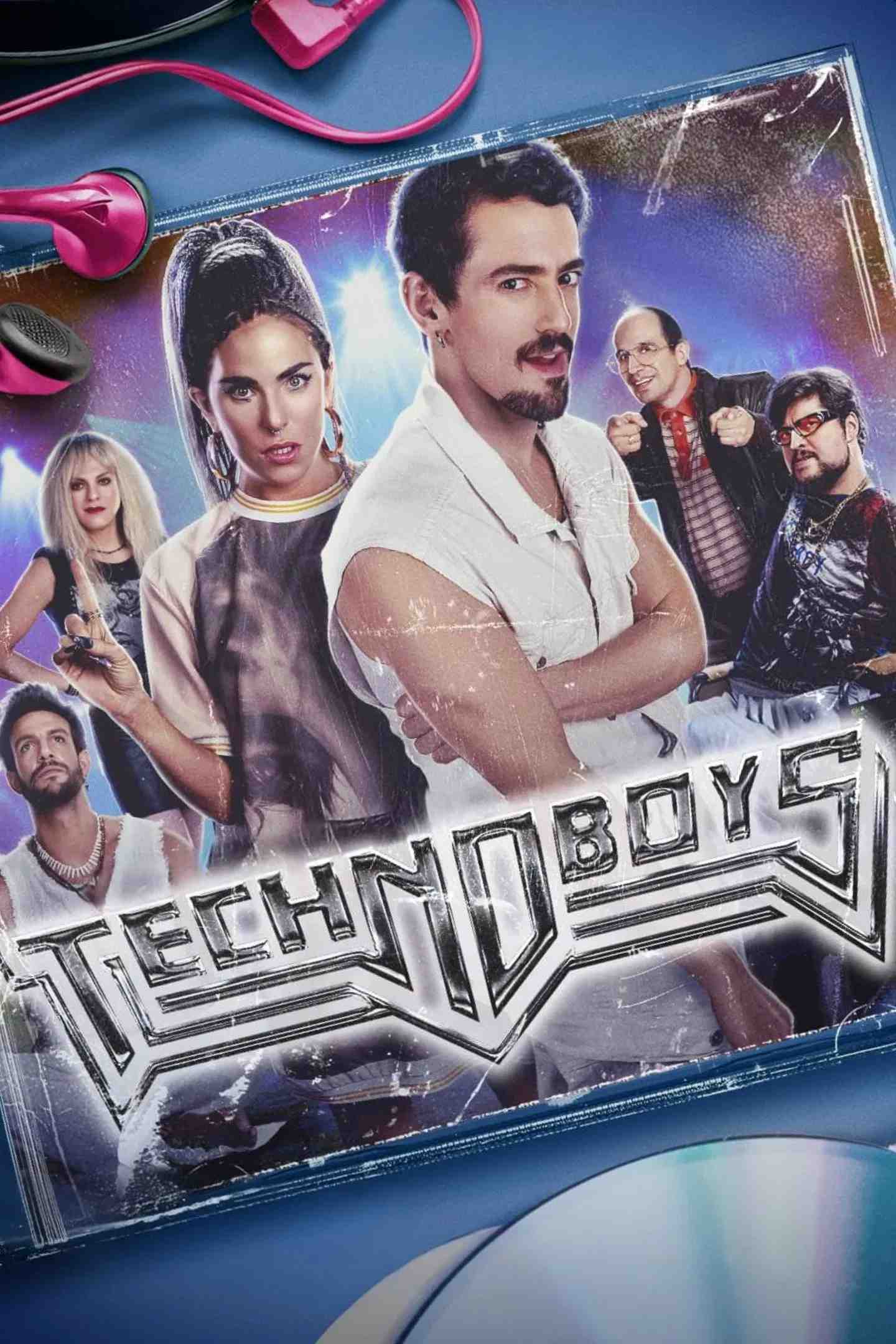 Poster chính thức của phim Phim Hài, Phim Ca Nhạc "Technoboys" (Technoboys - 2024), với sự tham gia của diễn viên Luis Gerardo Méndez và Karla Souza.