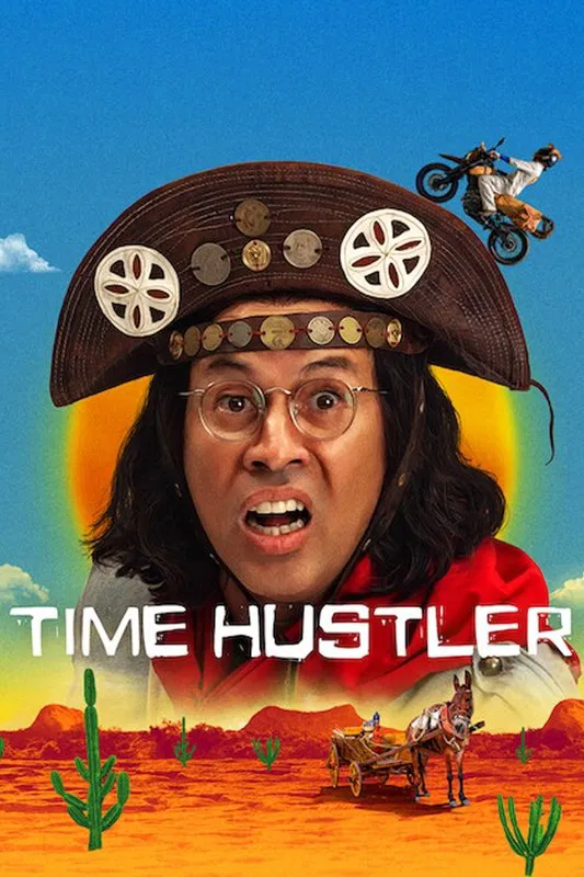 Poster chính thức của phim Phim Hài, Phim Tâm Lý "Tên Đạo Tặc Từ Tương Lai" (Time Hustler - 2022), với sự tham gia của diễn viên Edmilson Filho và Dudu Azevedo.