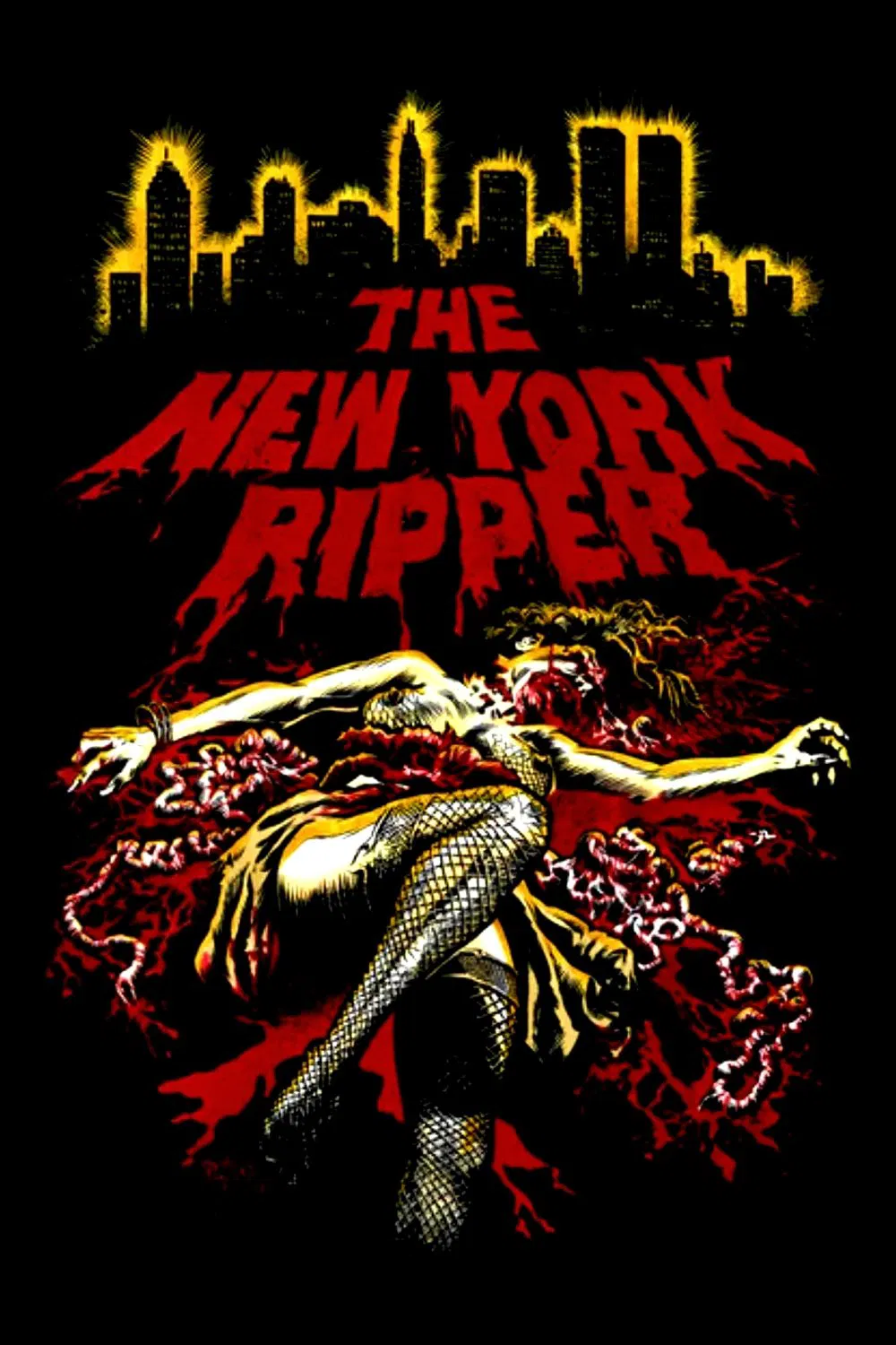 Poster chính thức của phim Phim Kinh Dị, Phim Hình Sự "Tên Sát Nhân NewYork" (The New York Ripper - 1982), với sự tham gia của diễn viên Jack Hedley và Almanta Suska.