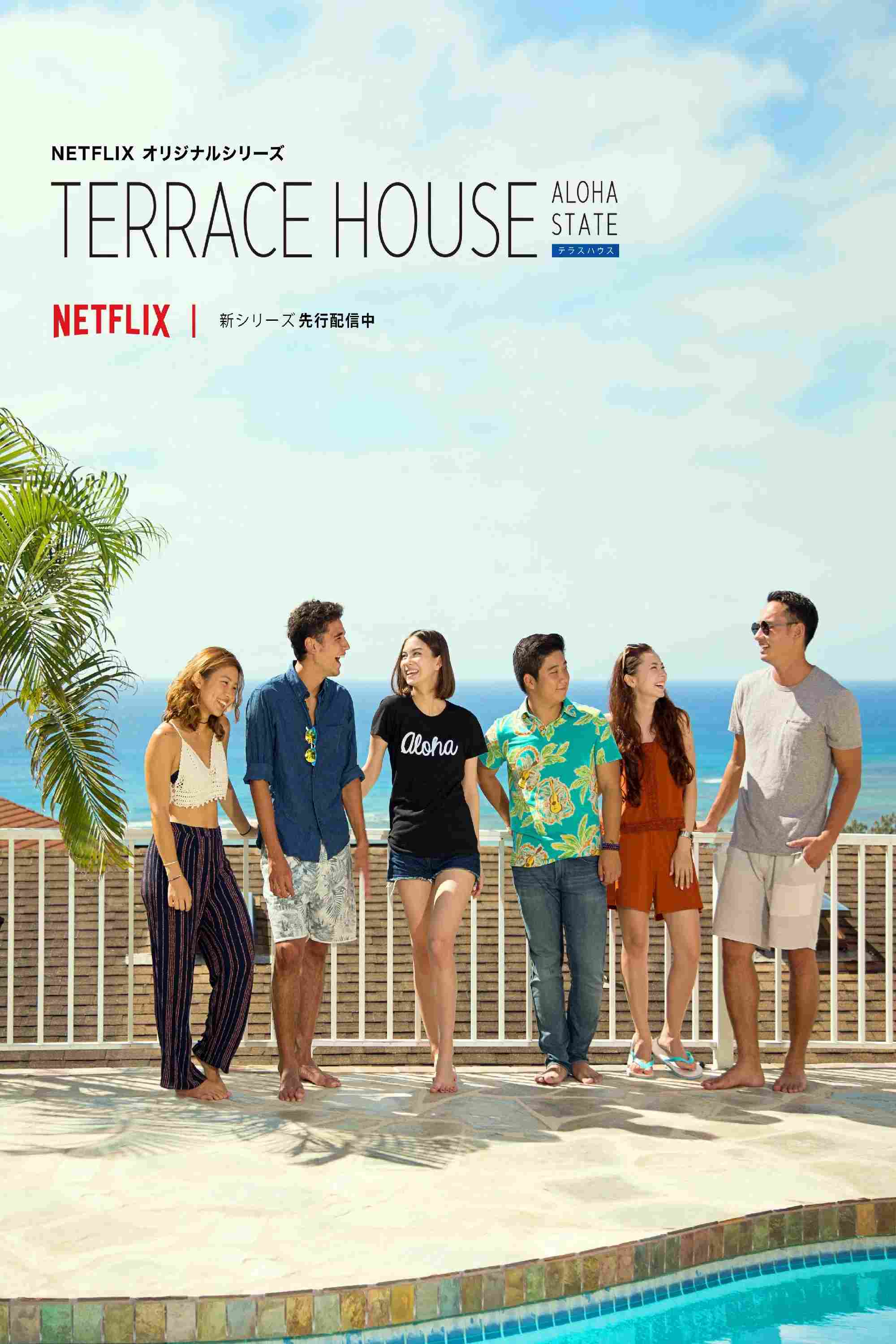 Poster chính thức của phim Truyền Hình Thực Tế "Terrace House: Tiểu bang Aloha (Phần 3)" (Terrace House: Aloha State - 2016), với sự tham gia của diễn viên YOU và Reina Triendl.