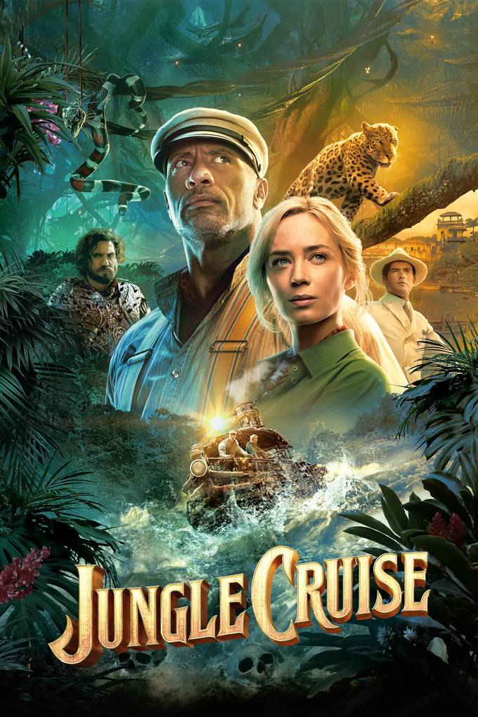 Poster chính thức của phim Phim Giả Tượng, Phim Phiêu Lưu "Thám Hiểm Rừng Xanh" (Jungle Cruise - 2021), với sự tham gia của diễn viên Dwayne Johnson và Emily Blunt.