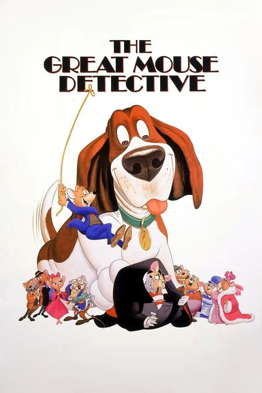 Poster chính thức của phim Phim Hoạt Hình, Phim Gia Đình "Thám Tử Chuột Vĩ Đại" (The Great Mouse Detective - 1986), với sự tham gia của diễn viên Barrie Ingham và Vincent Price.
