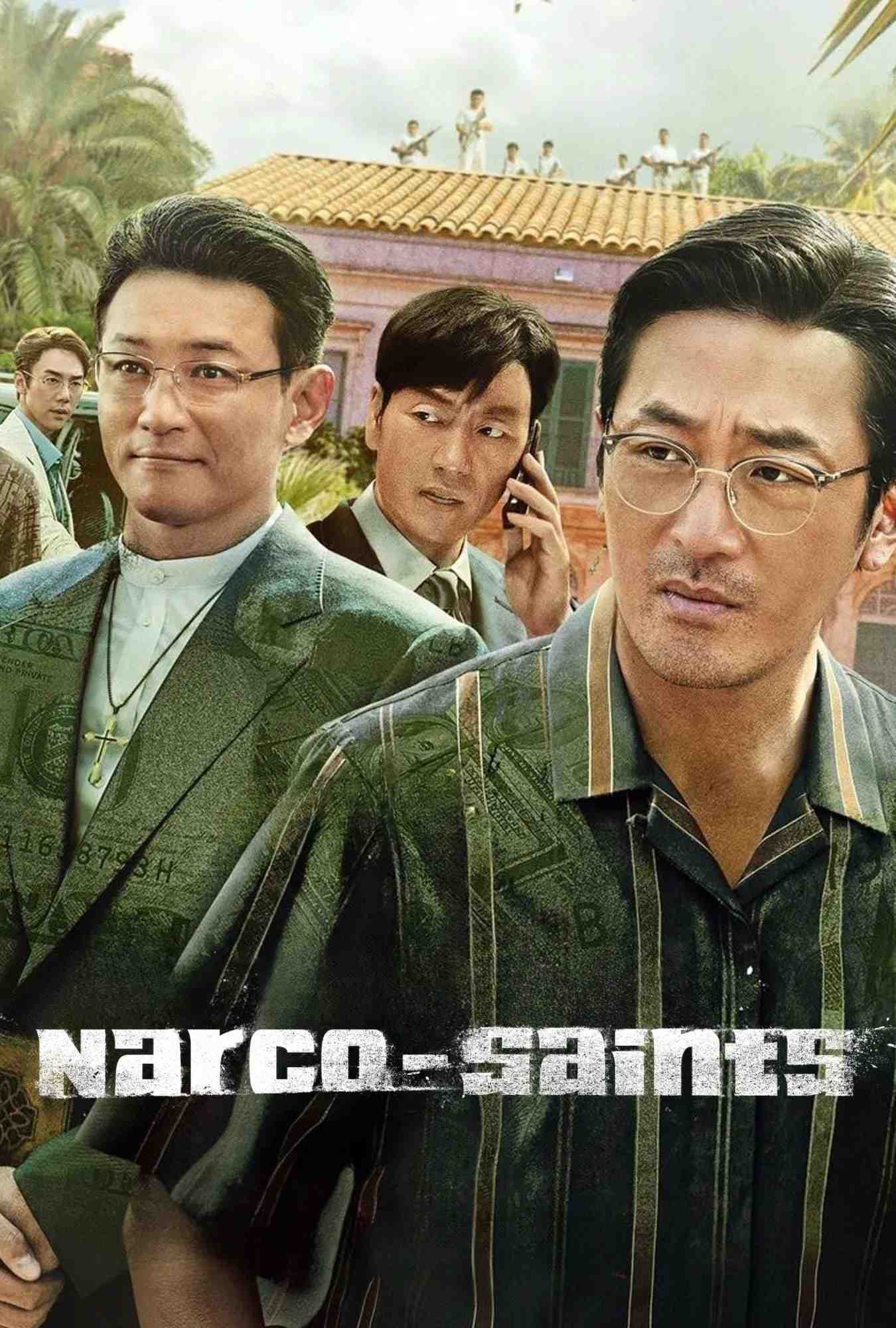 Poster chính thức của phim Phim Hình Sự "Thánh Ma Túy" (Narco-Saints - 2022), với sự tham gia của diễn viên Ha Jung-woo và Hwang Jung-min.