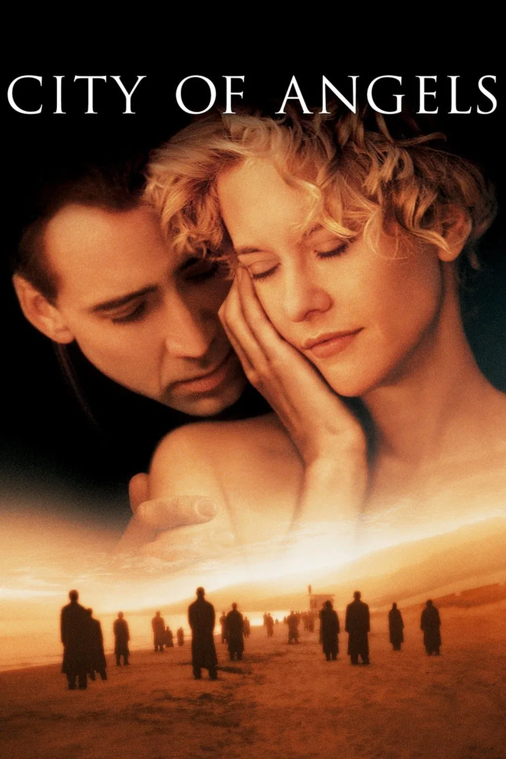 Poster chính thức của phim Phim Tình Cảm, Phim Tâm Lý "Thành Phố Của Những Thiên Thần" (City of Angels - 1998), với sự tham gia của diễn viên Nicolas Cage và Meg Ryan.