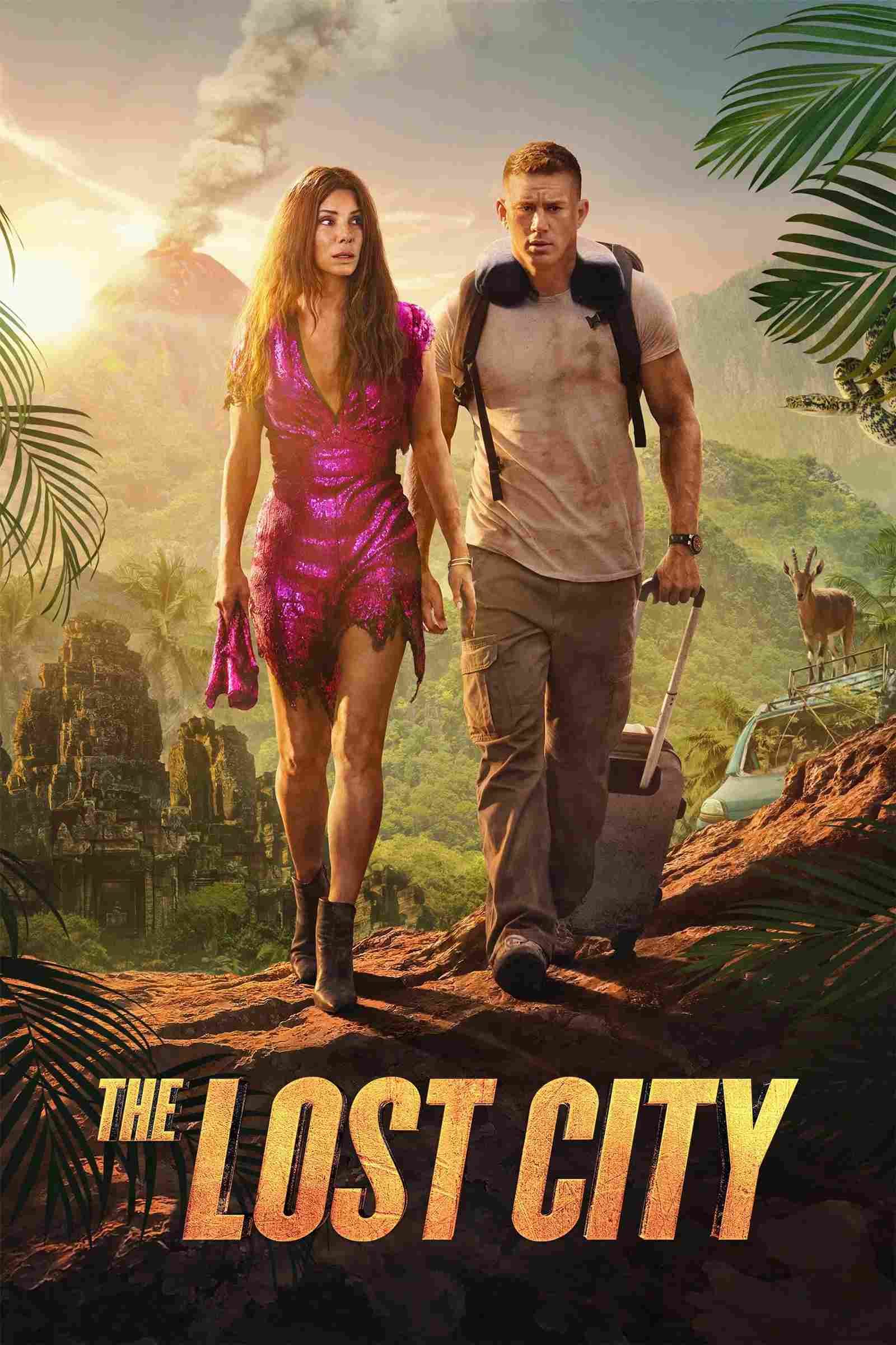 Poster chính thức của phim Phim Hành Động, Phim Phiêu Lưu "Thành Phố Mất Tích" (The Lost City - 2022), với sự tham gia của diễn viên Sandra Bullock và Channing Tatum.