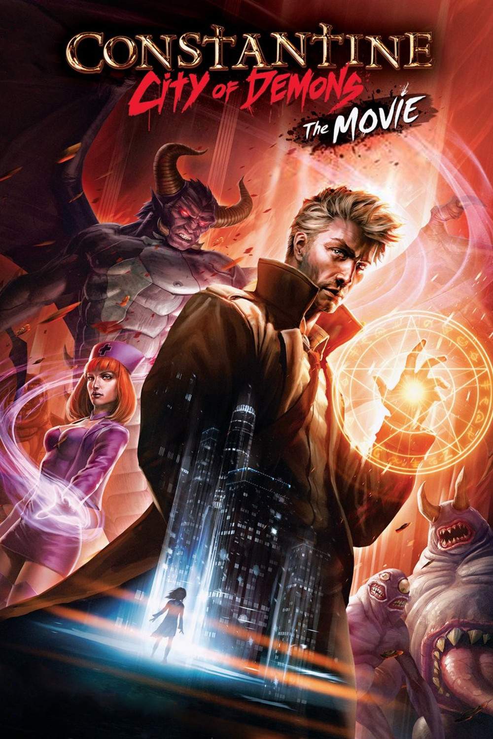 Poster chính thức của phim Phim Giả Tượng, Phim Hoạt Hình "Thành Phố Quỷ" (Constantine: City of Demons - The Movie - 2018), với sự tham gia của diễn viên Matt Ryan và Robin Atkin Downes.