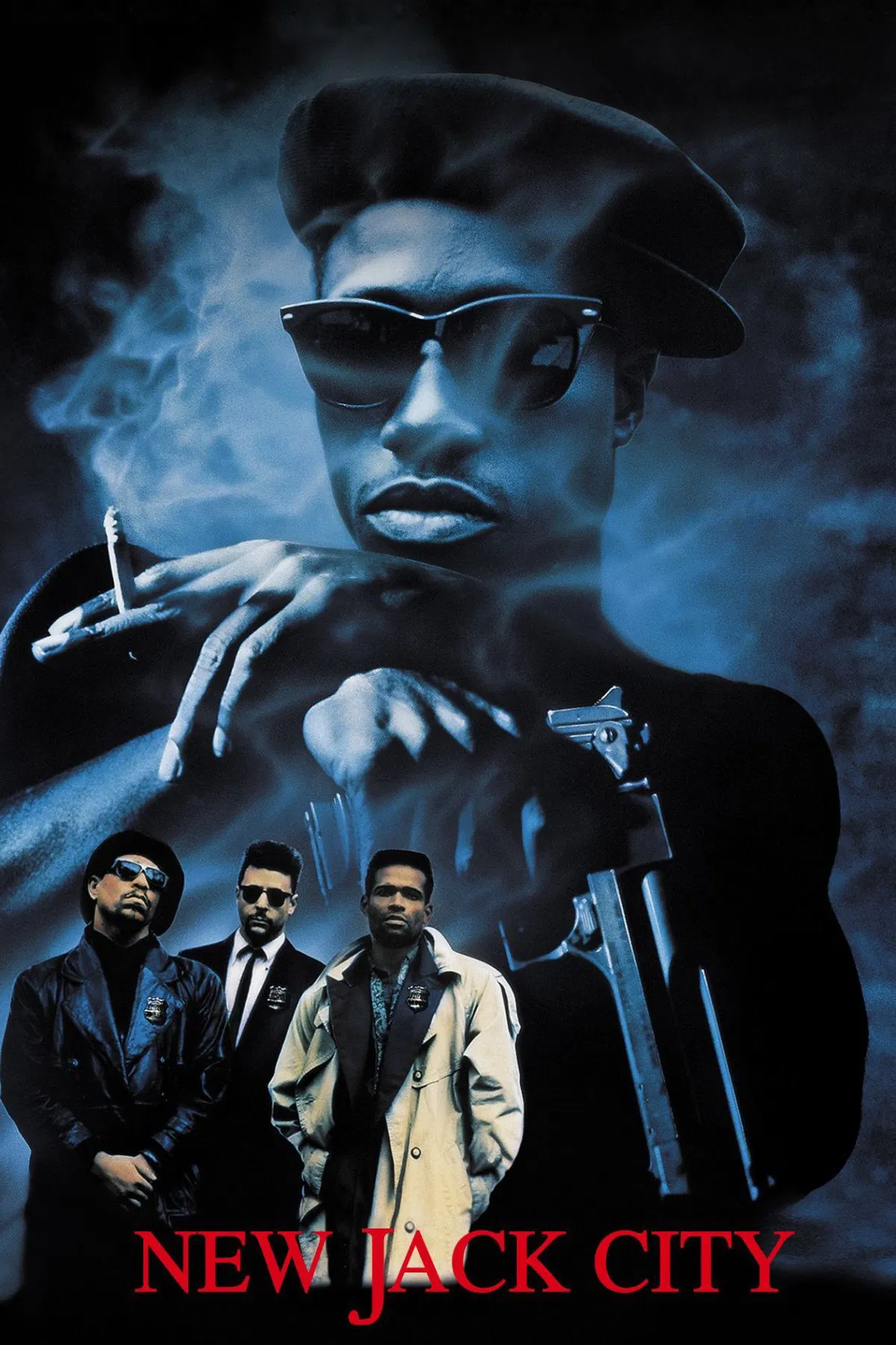 Poster chính thức của phim Phim Giật Gân, Phim Hình Sự "Thành Phố Tội Ác" (New Jack City - 1991), với sự tham gia của diễn viên Wesley Snipes và Ice-T.