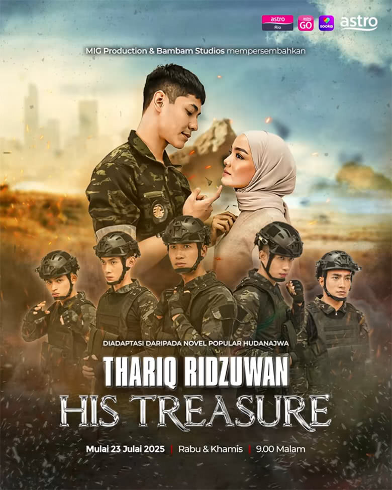 Poster chính thức của phim Phim Tâm Lý "Thariq Ridzuwan: Kho báu của anh" (Thariq Ridzuwan: His Treasure - 2025), với sự tham gia của diễn viên Meerqeen và Qasrina Karim.