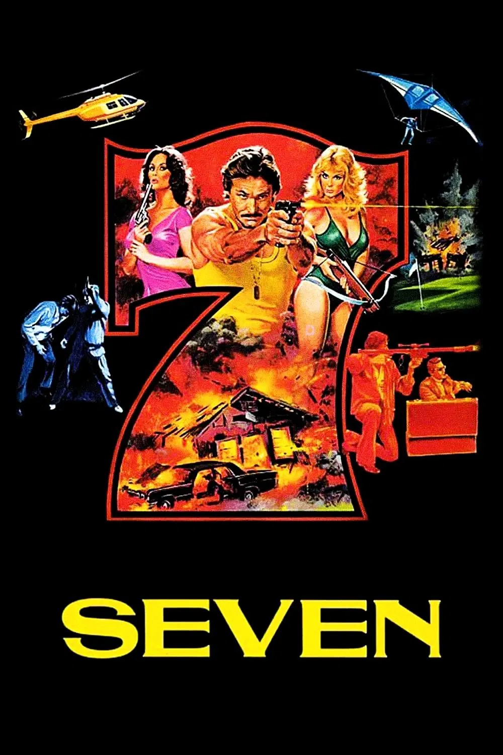Poster chính thức của phim Phim Hành Động, Phim Tâm Lý "Thất đại tội" (Seven - 1979), với sự tham gia của diễn viên William Smith và Barbara Leigh.