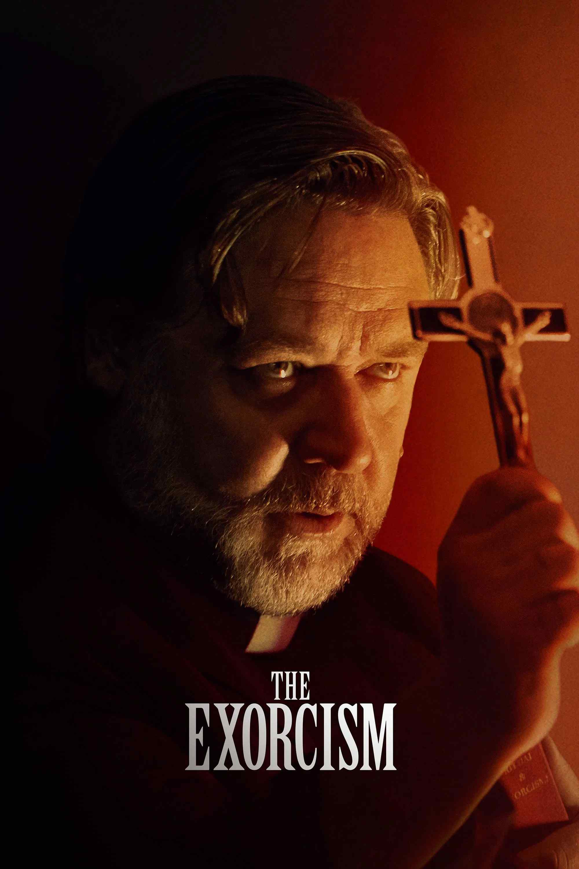 Poster chính thức của phim Phim Kinh Dị, Phim Giật Gân "Thầy Trừ Tà" (The Exorcism - 2024), với sự tham gia của diễn viên Russell Crowe và Ryan Simpkins.
