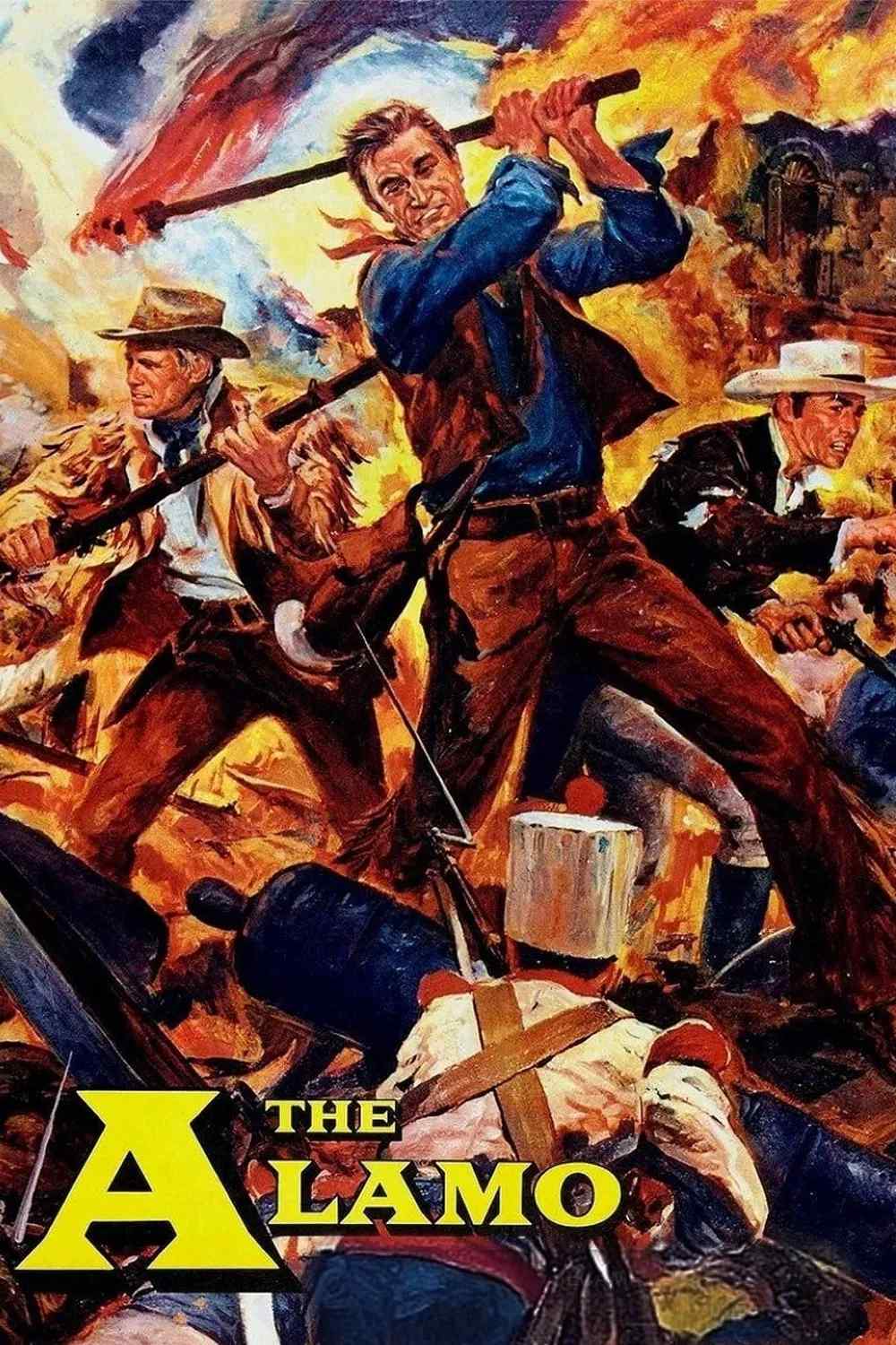 Poster chính thức của phim Phim Chiến Tranh, Phim Phiêu Lưu "The Alamo" (The Alamo - 1960), với sự tham gia của diễn viên John Wayne và Richard Widmark.