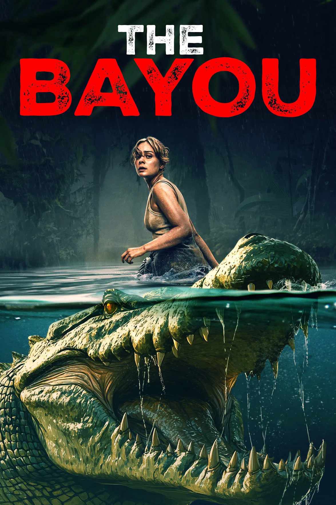 Poster chính thức của phim Phim Giật Gân, Phim Kinh Dị "Quái Vật Đầm Lầy" (The Bayou - 2025), với sự tham gia của diễn viên Athena Strates và Madalena Aragão.