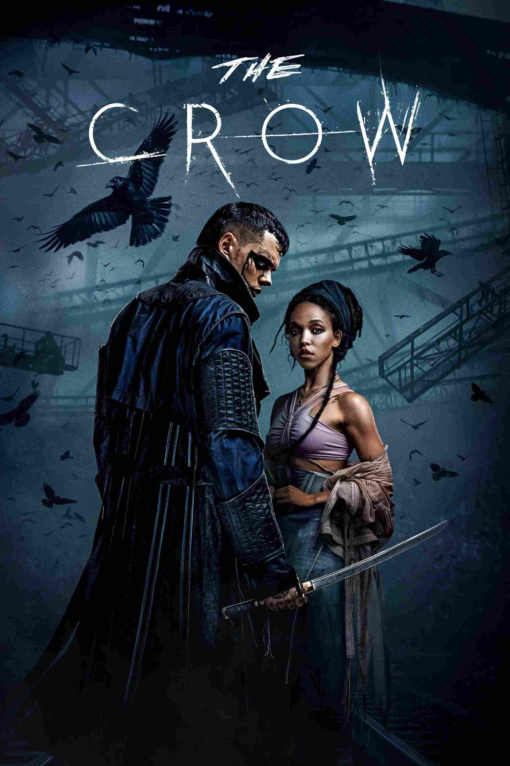 Poster chính thức của phim Phim Hành Động, Phim Giả Tượng "The Crow Báo Thù" (The Crow - 2024), với sự tham gia của diễn viên Bill Skarsgård và FKA twigs.