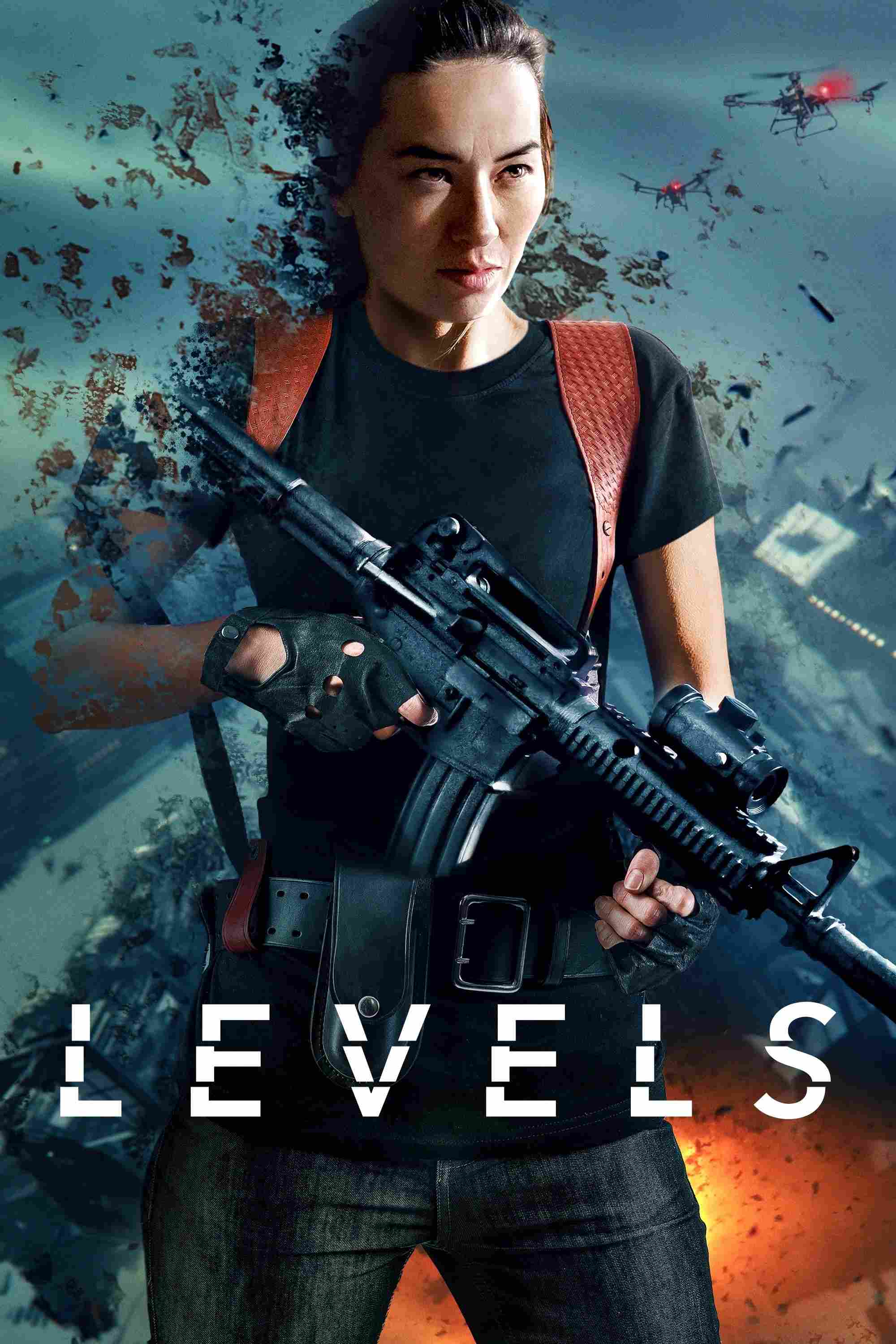 Poster chính thức của phim Phim Viễn Tưởng, Phim Hành Động "Thế Giới Ảo Ma" (Levels - 2024), với sự tham gia của diễn viên Cara Gee và Peter Mooney.