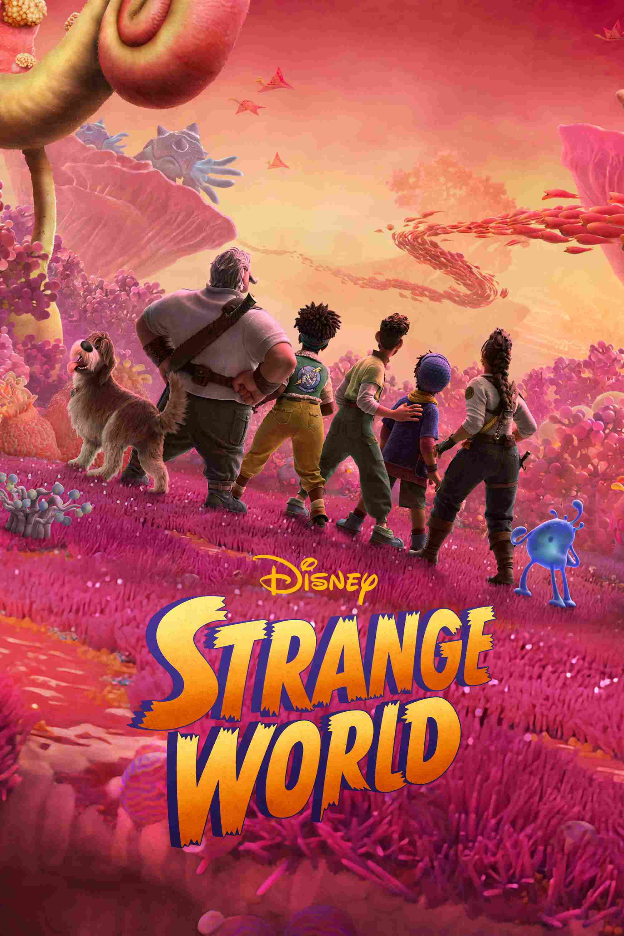 Poster chính thức của phim Phim Hoạt Hình, Phim Gia Đình "Thế Giới Lạ Lùng" (Strange World - 2022), với sự tham gia của diễn viên Jake Gyllenhaal và Dennis Quaid.