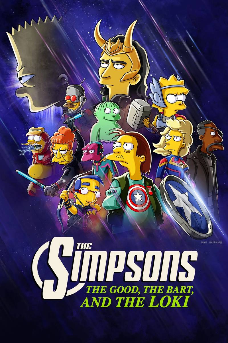 Poster chính thức của phim Phim Hoạt Hình, Phim Hài "The Good, The Bart, And The Loki" (The Good, the Bart, and the Loki - 2021), với sự tham gia của diễn viên Tom Hiddleston và Dan Castellaneta.