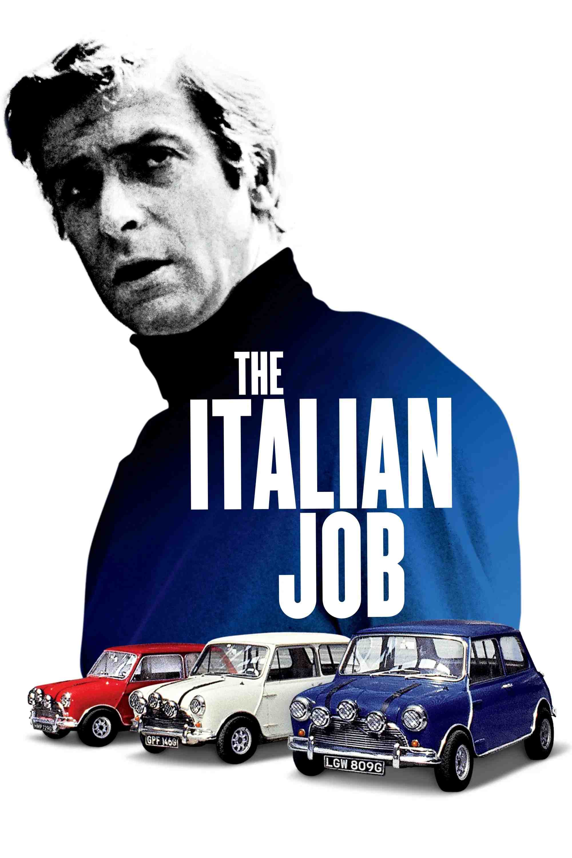 Poster chính thức của phim Phim Hành Động, Phim Hình Sự "The Italian Job" (The Italian Job - 1969), với sự tham gia của diễn viên Michael Caine và Noël Coward.