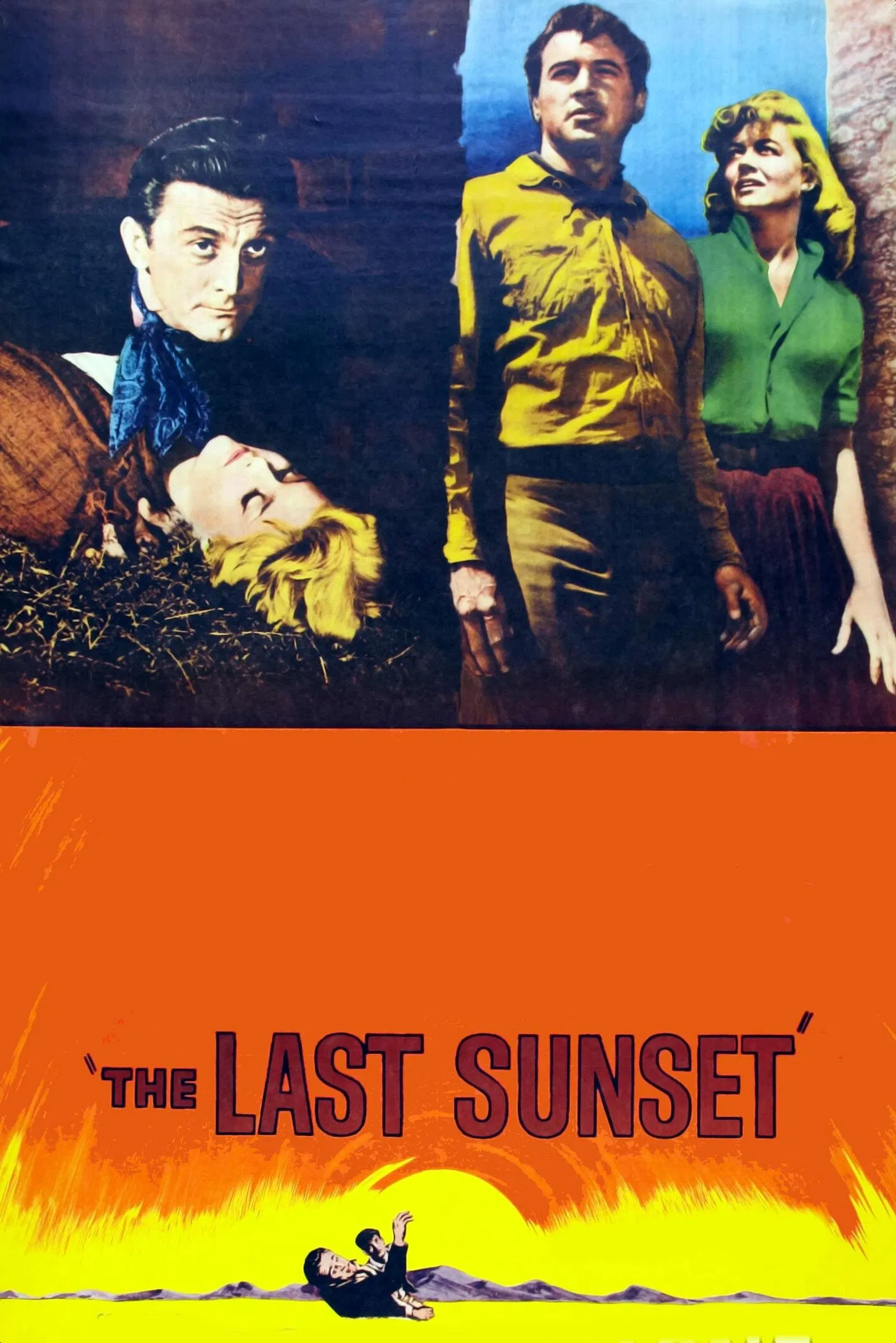 Poster chính thức của phim Phim Miền Tây, Phim Tâm Lý "The Last Sunset" (The Last Sunset - 1961), với sự tham gia của diễn viên Rock Hudson và Kirk Douglas.