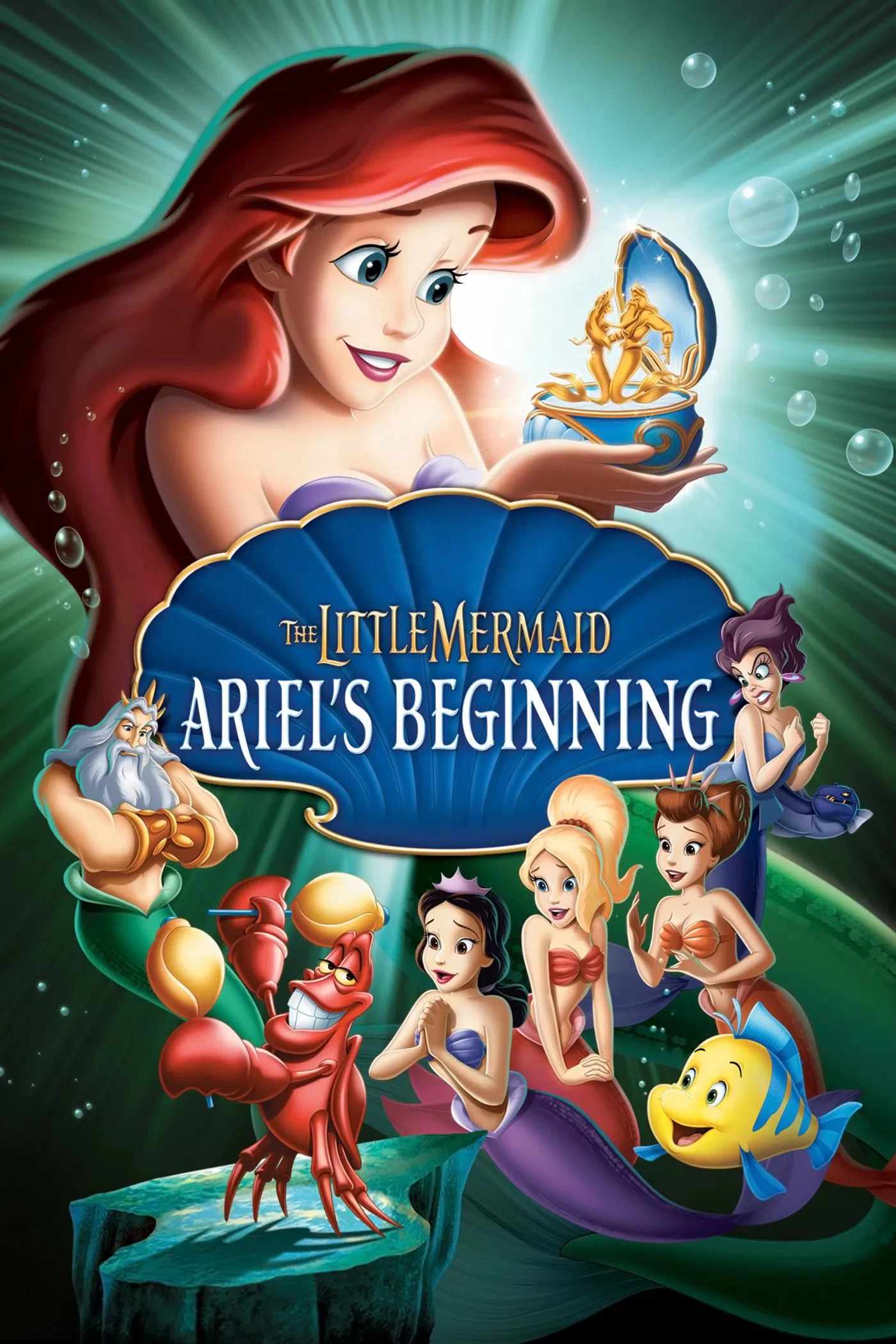 Poster chính thức của phim Phim Gia Đình, Phim Hoạt Hình "The Little Mermaid: Ariel's Beginning" (The Little Mermaid: Ariel's Beginning - 2008), với sự tham gia của diễn viên Jodi Benson và Samuel E. Wright.