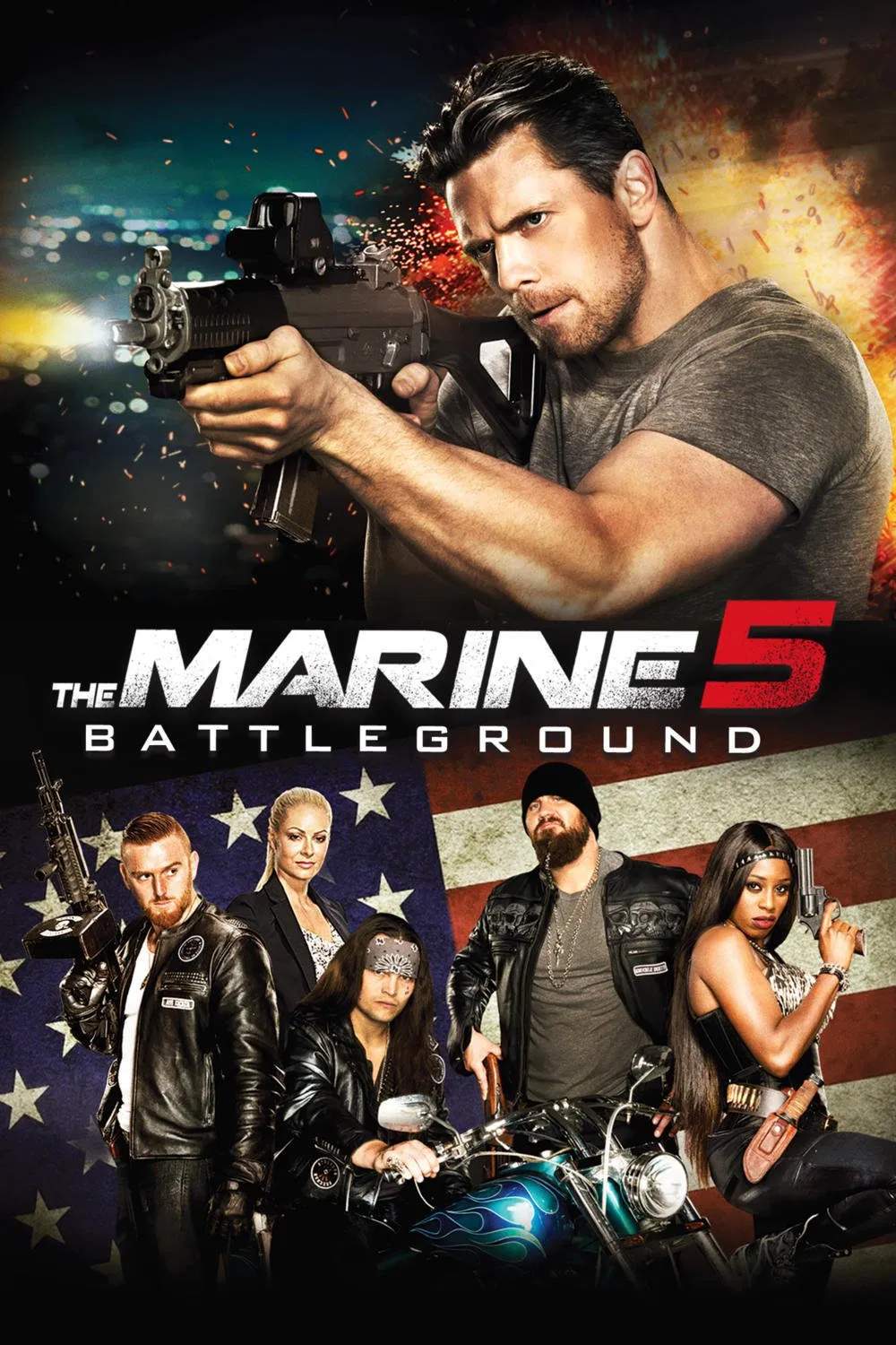 Poster chính thức của phim Phim Hành Động "The Marine 5: Battleground" (The Marine 5: Battleground - 2017), với sự tham gia của diễn viên Mike Mizanin và Anna Van Hooft.