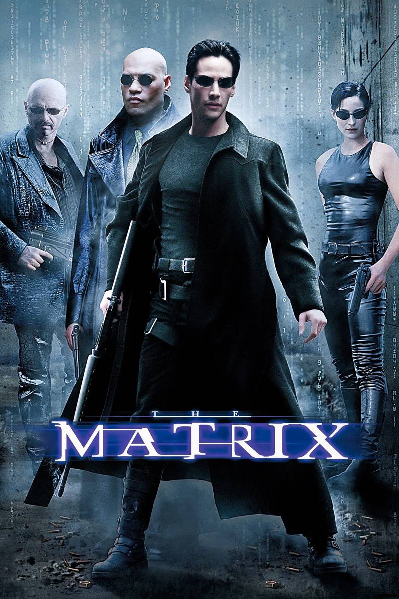 Poster chính thức của phim Phim Hành Động, Phim Viễn Tưởng "The Matrix" (The Matrix - 1999), với sự tham gia của diễn viên Keanu Reeves và Laurence Fishburne.