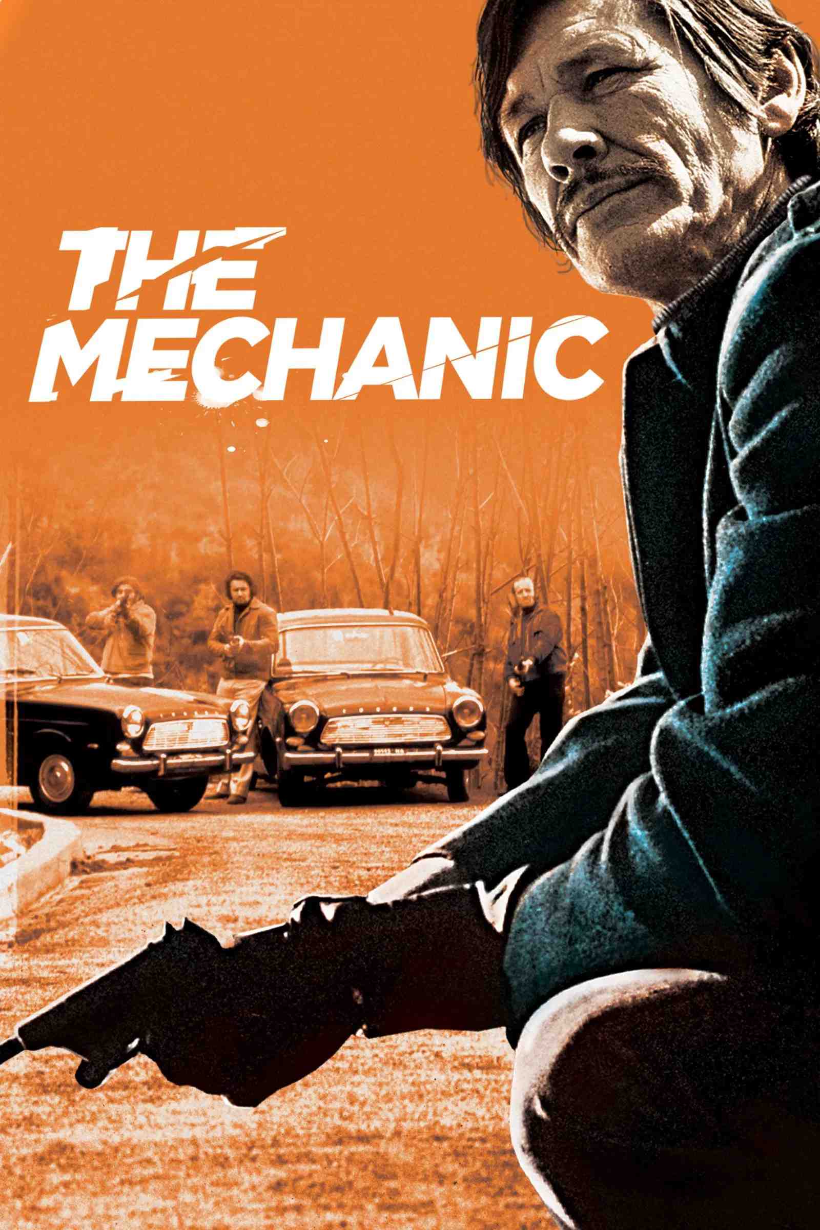 Poster chính thức của phim Phim Hành Động, Phim Giật Gân "The Mechanic" (The Mechanic - 1972), với sự tham gia của diễn viên Charles Bronson và Jan-Michael Vincent.