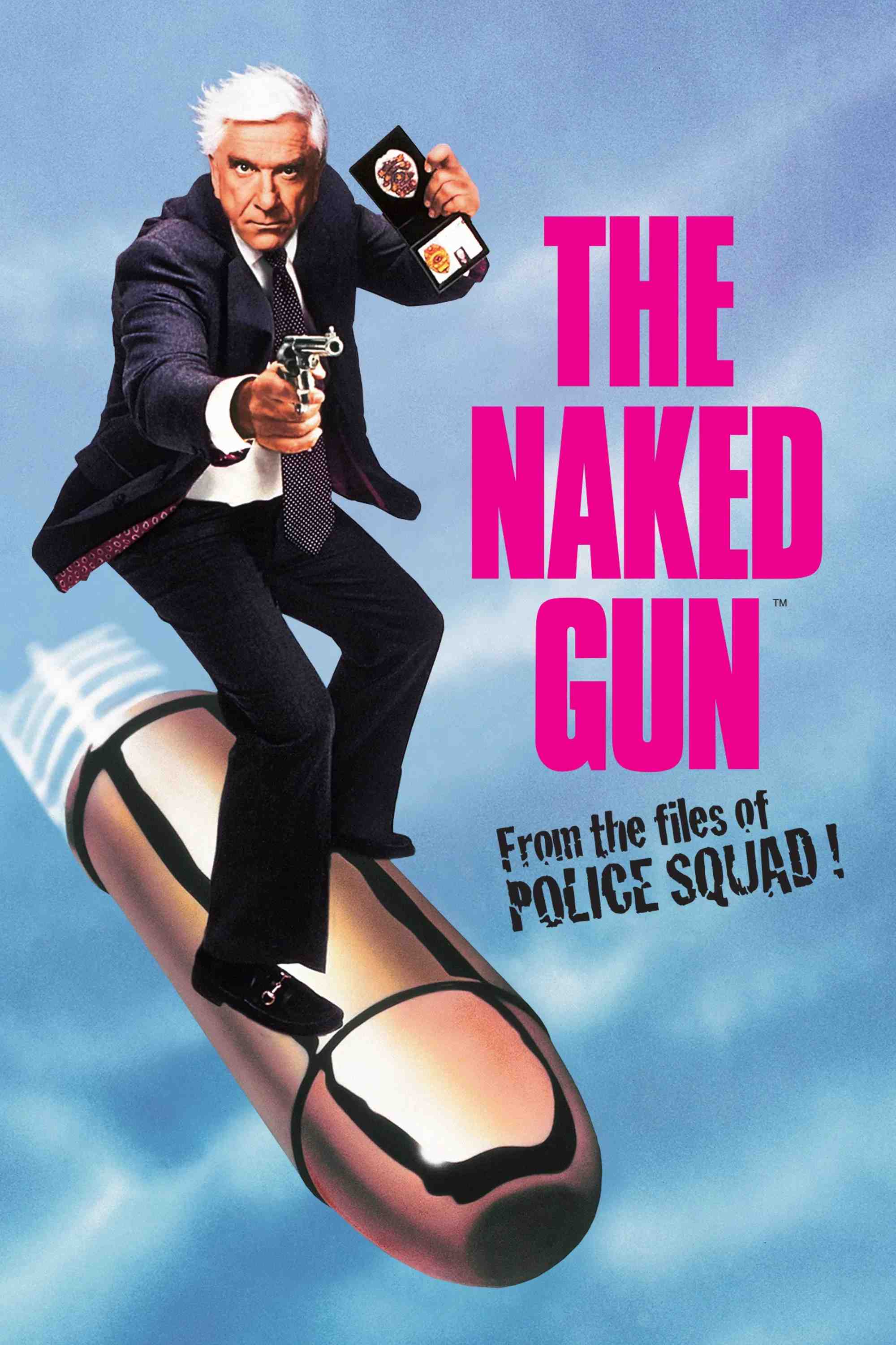 Poster chính thức của phim Phim Hài, Phim Hình Sự "The Naked Gun: From the Files of Police Squad!" (The Naked Gun: From the Files of Police Squad! - 1988), với sự tham gia của diễn viên Leslie Nielsen và Priscilla Presley.