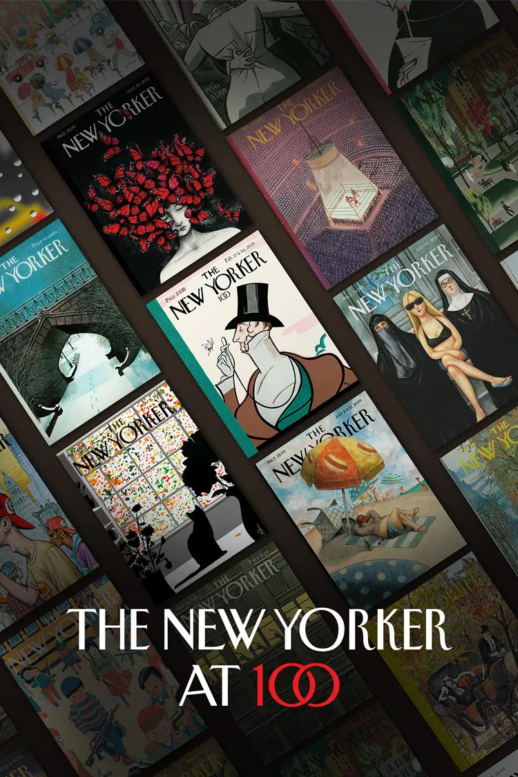 Poster chính thức của phim Phim Tài Liệu "The New Yorker Kỷ Niệm 100 Năm" (The New Yorker at 100 - 2025), với sự tham gia của diễn viên Julianne Moore và David Remnick.