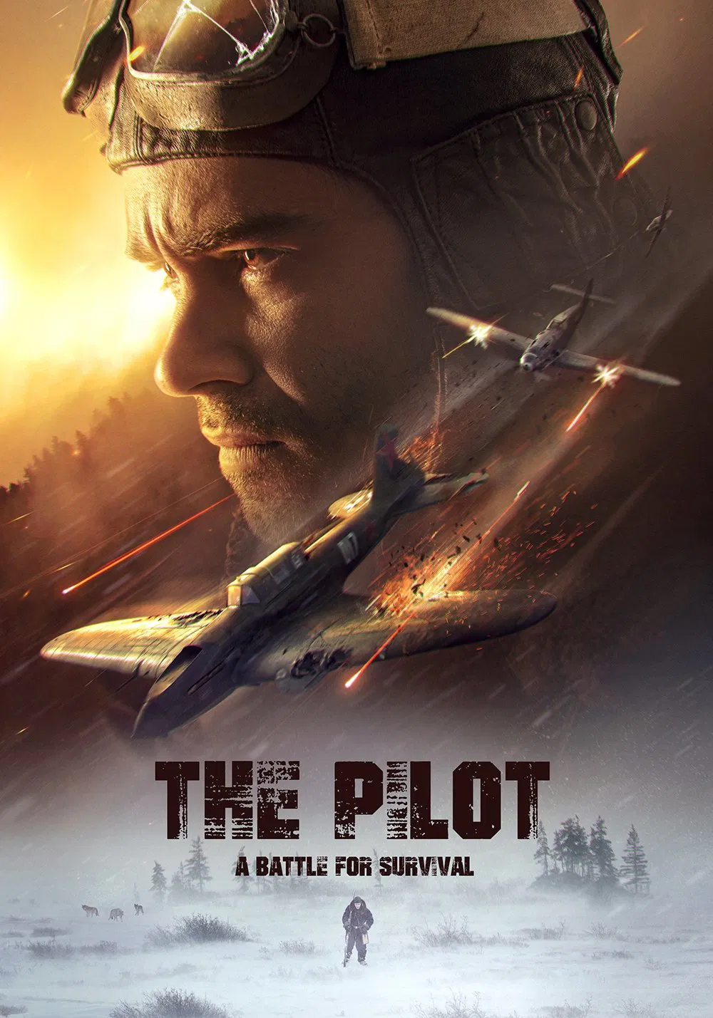 Poster chính thức của phim Phim Chiến Tranh, Phim Lịch Sử "Cuộc chiến Sống Còn" (The Pilot: A Battle for Survival - 2021), với sự tham gia của diễn viên Pyotr Fyodorov và Anna Peskova.