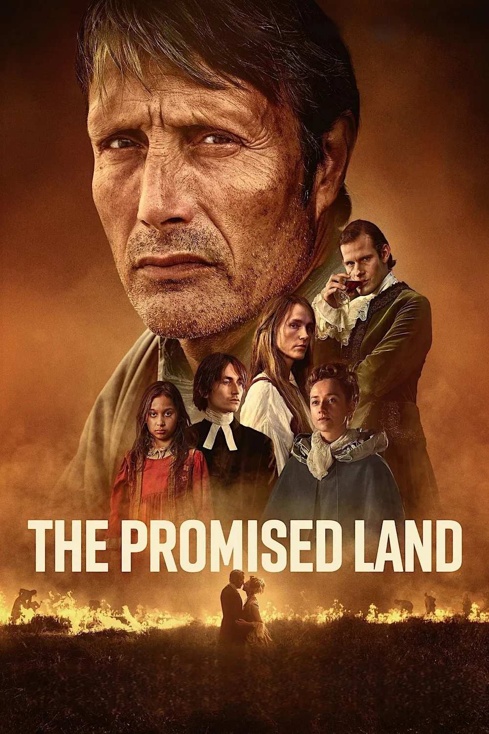 Poster chính thức của phim Phim Hành Động, Phim Tâm Lý "The Promised Land" (The Promised Land - 2023), với sự tham gia của diễn viên Mads Mikkelsen và Amanda Collin.