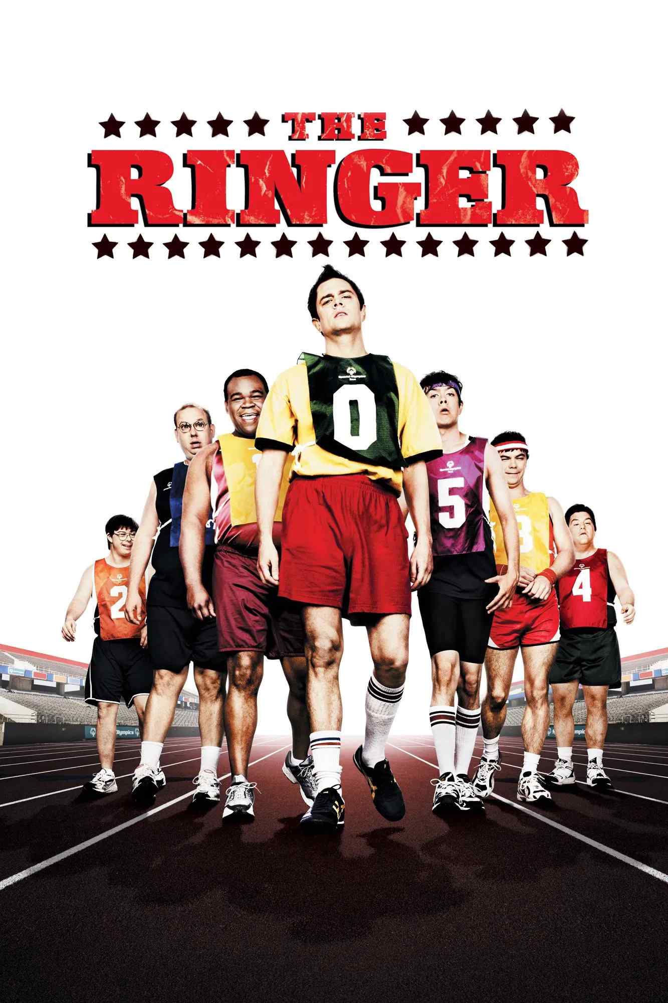 Poster chính thức của phim Phim Hài "The Ringer" (The Ringer - 2005), với sự tham gia của diễn viên Johnny Knoxville và Brian Cox.