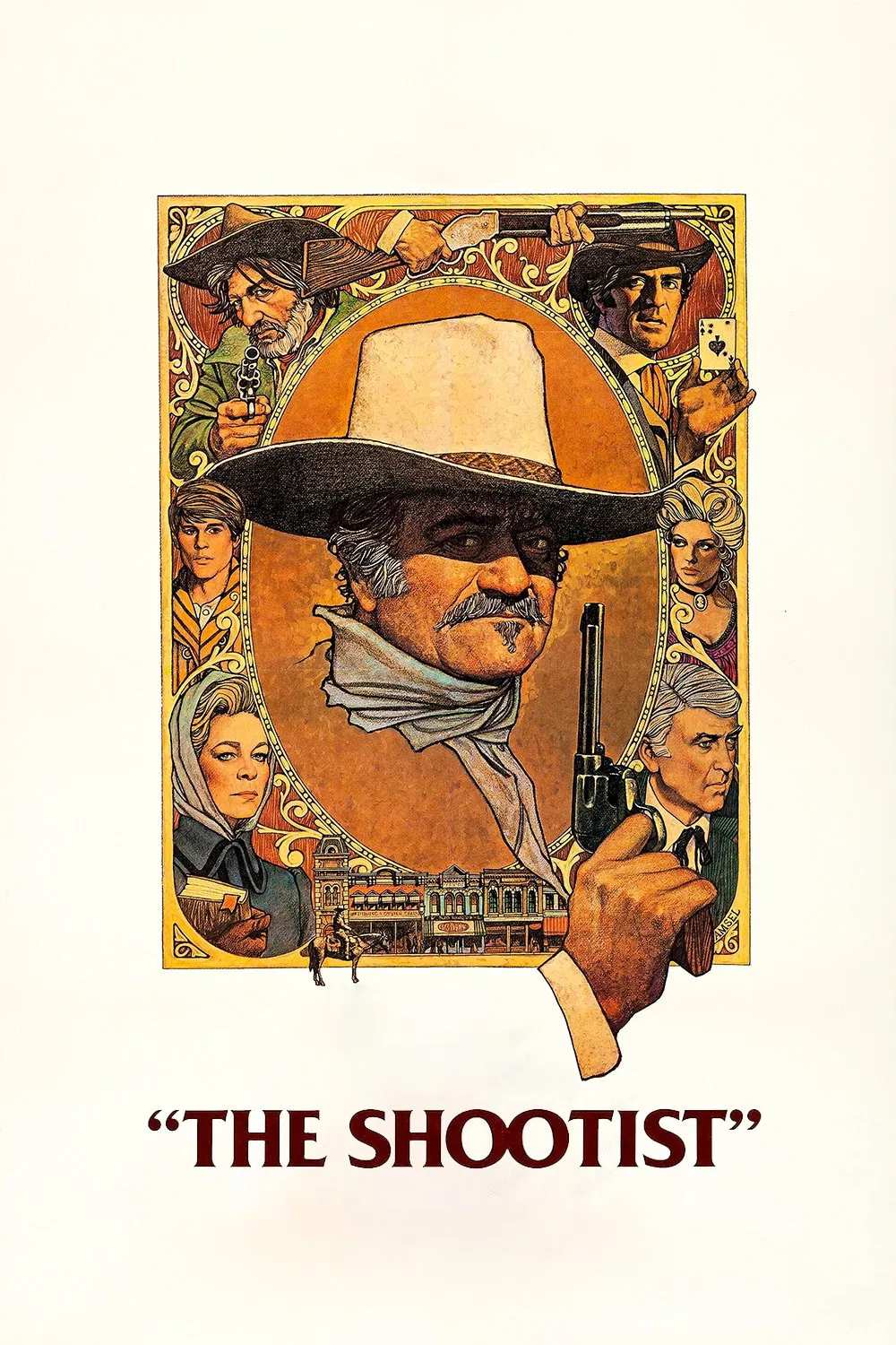 Poster chính thức của phim Phim Miền Tây "The Shootist" (The Shootist - 1976), với sự tham gia của diễn viên John Wayne và Lauren Bacall.