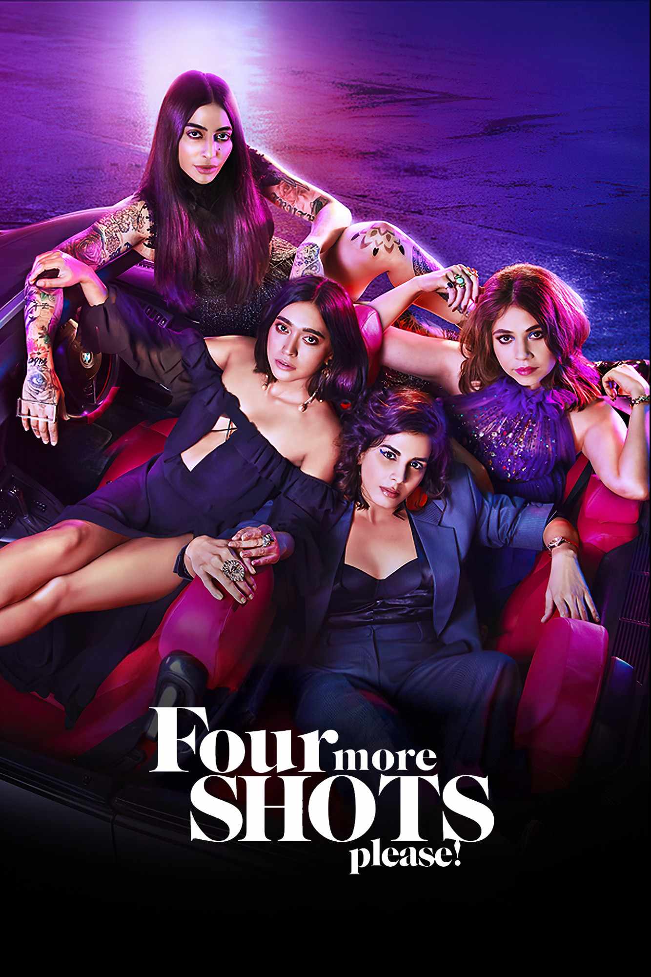 Poster chính thức của phim Phim Tâm Lý, Phim Hài "Thêm 4 ly nữa nhé! (Phần 2)" (Four More Shots Please! - 2019), với sự tham gia của diễn viên Sayani Gupta và Kirti Kulhari.