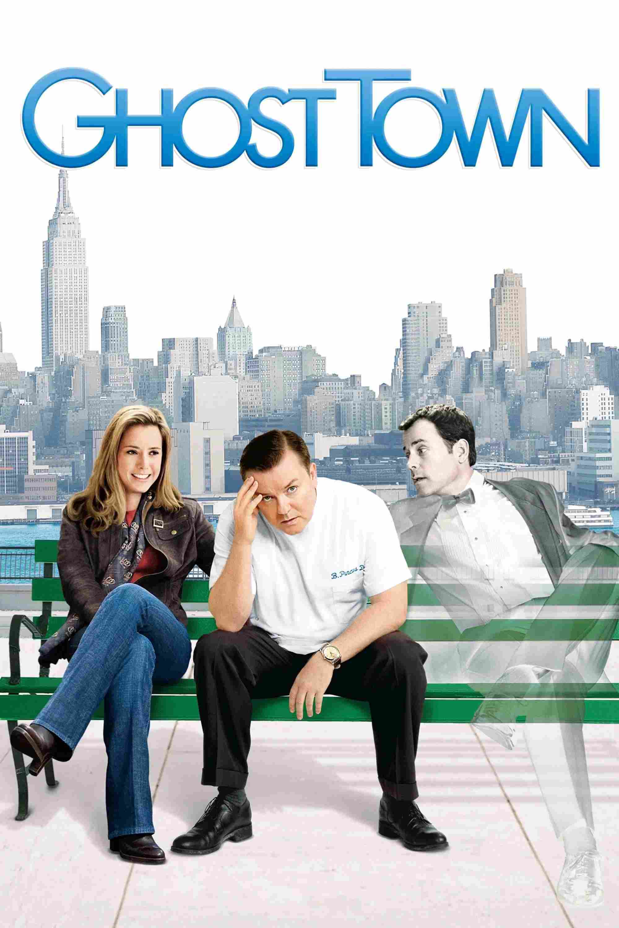 Poster chính thức của phim Phim Hài, Phim Tình Cảm "Thị Trấn Ma" (Ghost Town - 2008), với sự tham gia của diễn viên Ricky Gervais và Greg Kinnear.