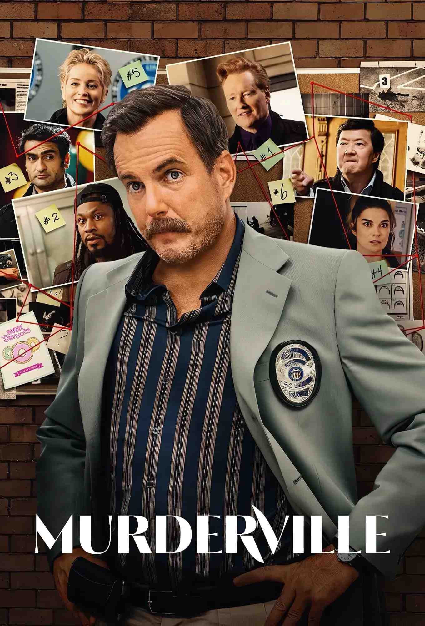 Poster chính thức của phim Phim Hài, Phim Hình Sự "Thị Trấn Mưu Sát" (Murderville - 2022), với sự tham gia của diễn viên Will Arnett và Haneefah Wood.